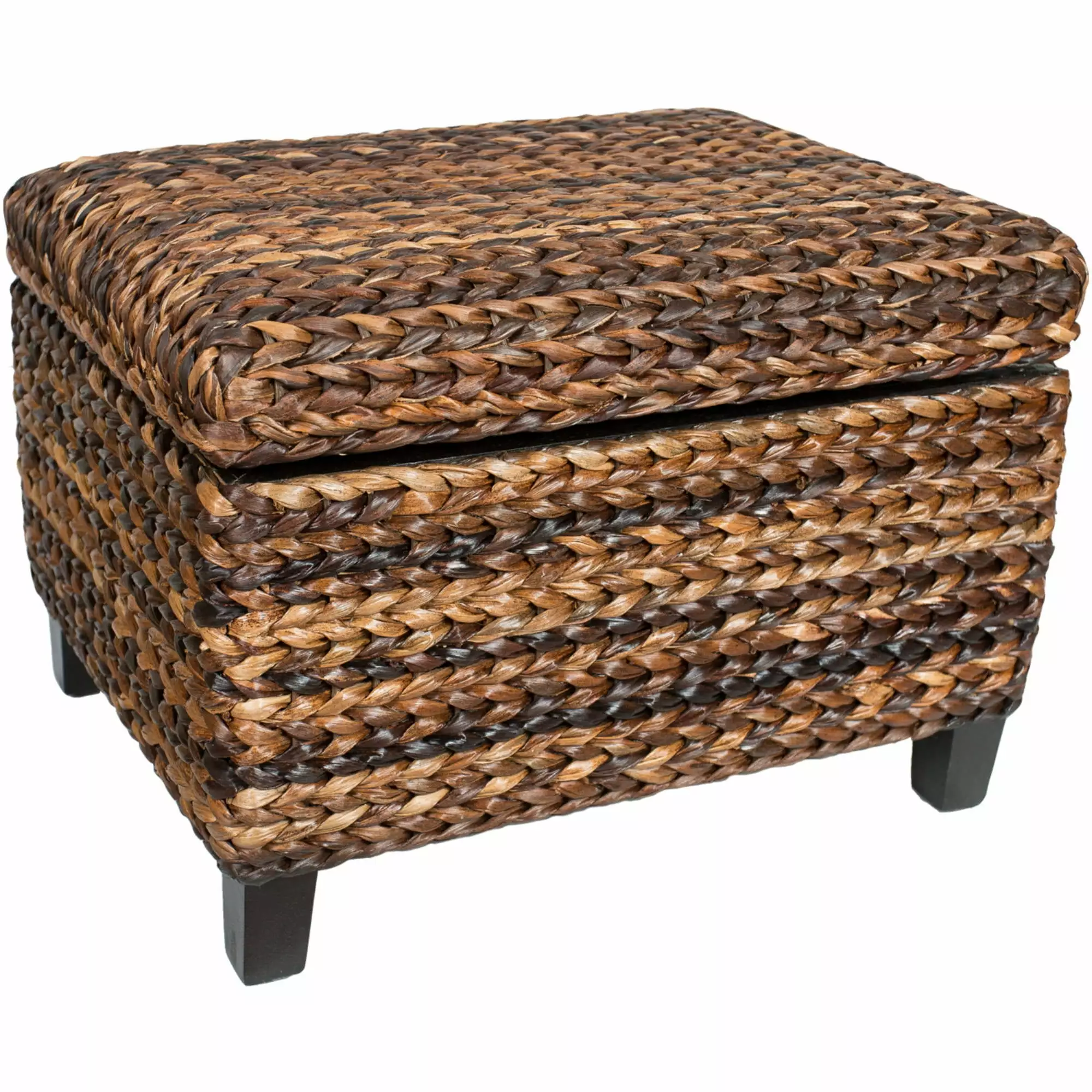 BirdRock Home Woven Seagrass Storage Ottoman Safety Hinges - Natural and Eco-Friendly Ottomans