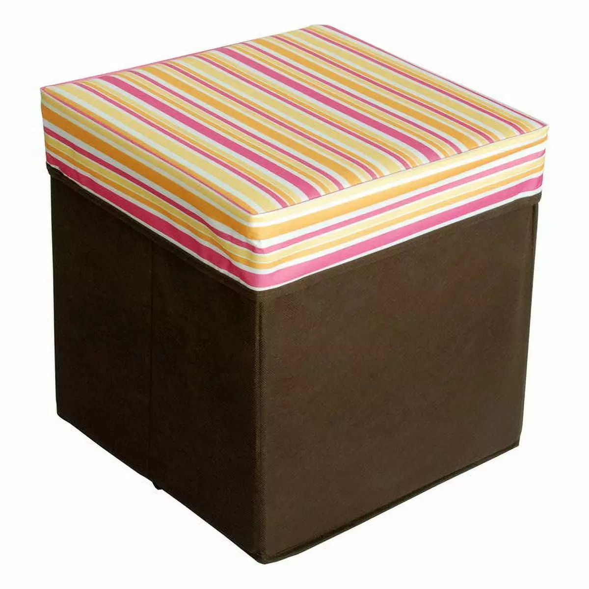 Pink Yellow Stripes Square Foldable Storage Ottoman Box Seat Kids Room Ottomans Blancho Bedding