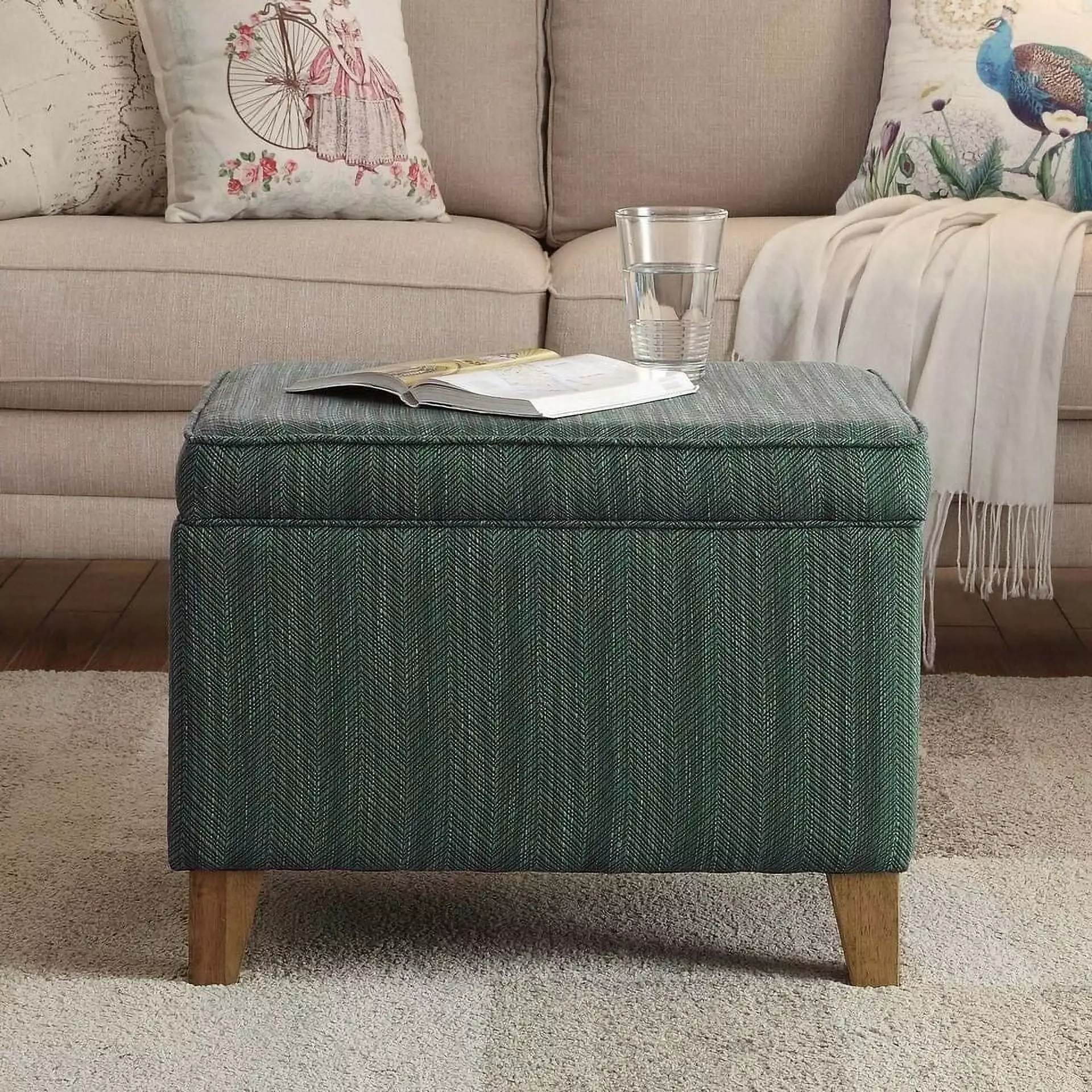 Carson Carrington Kannus Storage Ottoman - Upholstered Footrest Stool Home Decor Ottomans