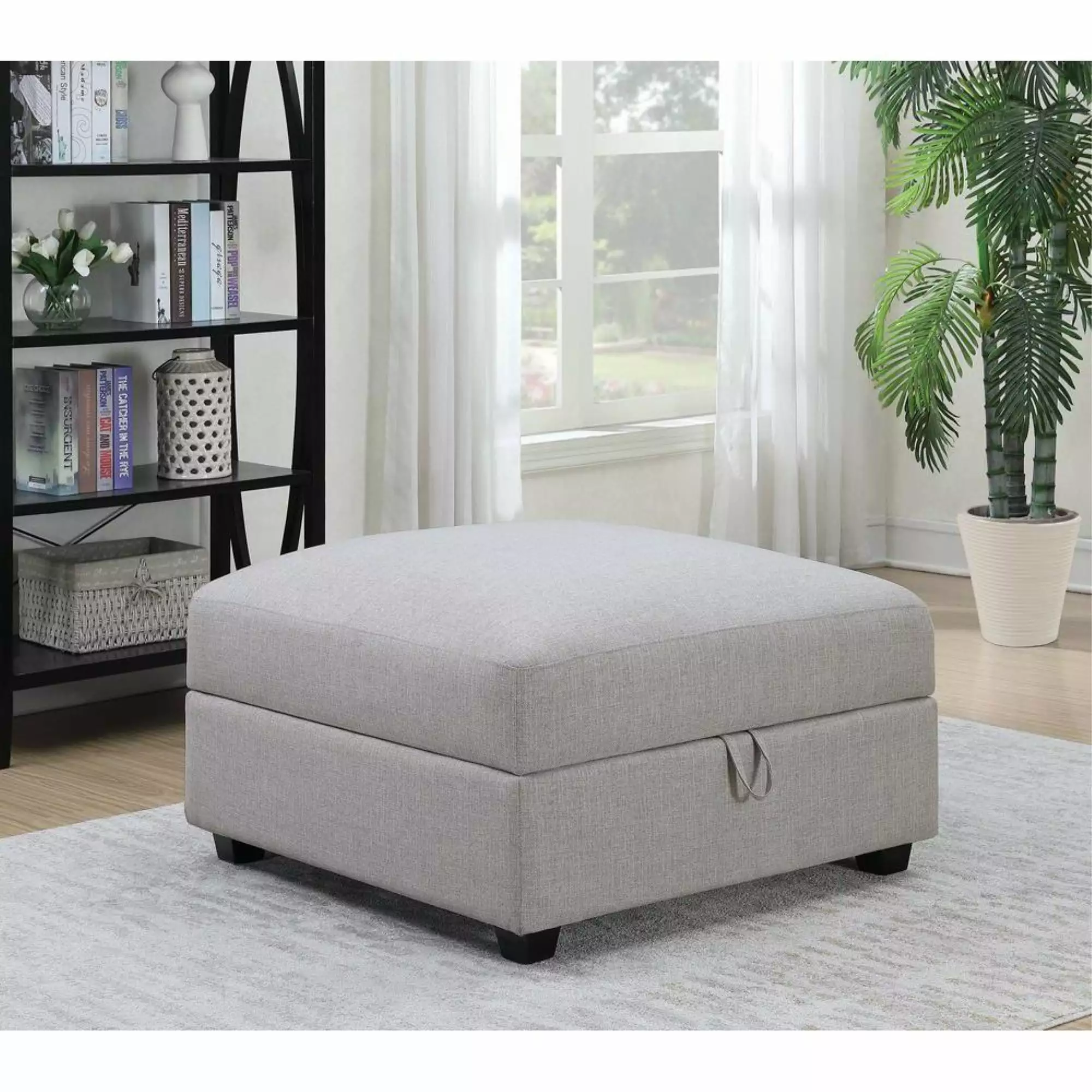 Cambria Upholstered Square Storage Ottoman Grey Living Room Ottomans Coaster Company
