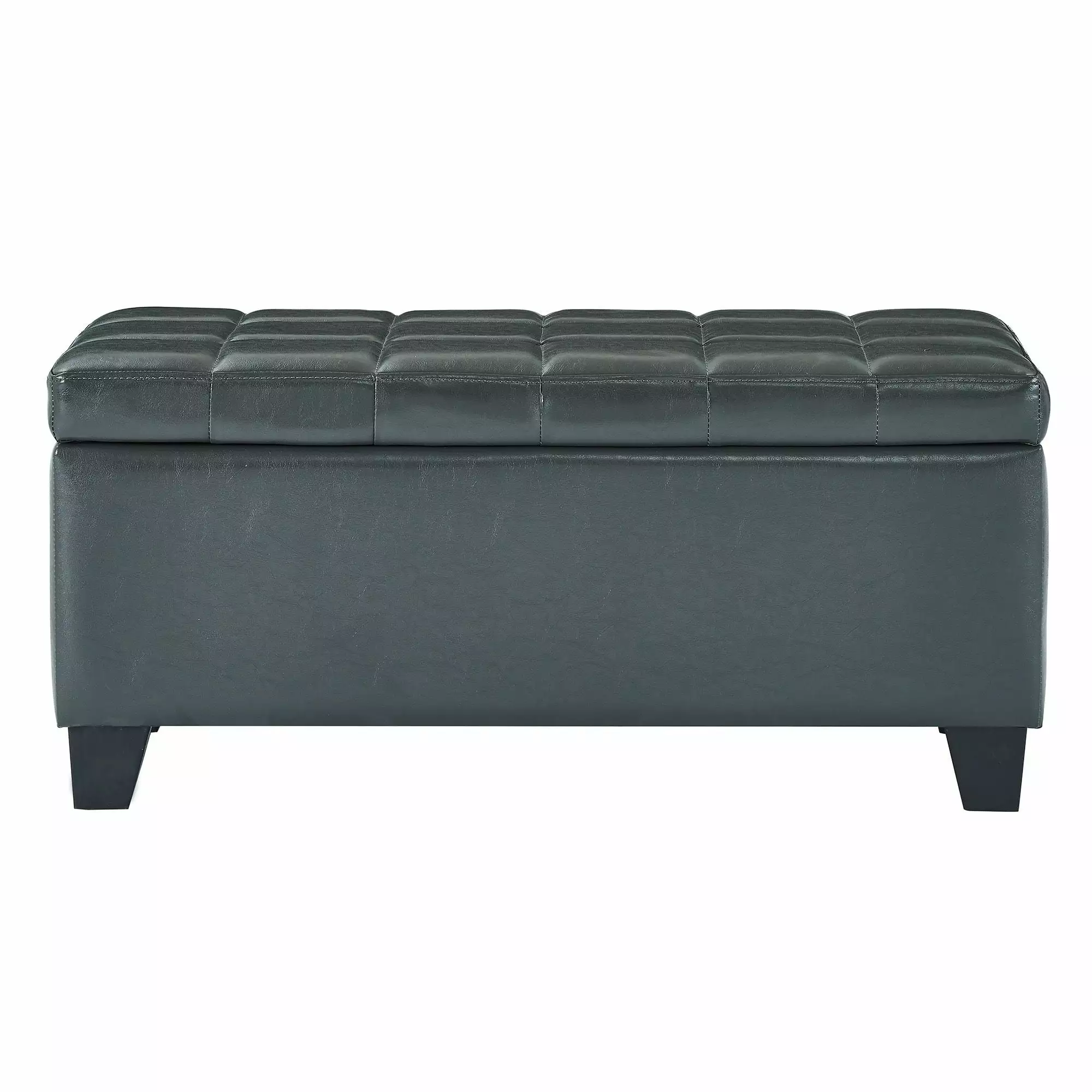 Contemporary Home Living 35.5 Inch Charcoal Gray Solid Rectangular Storage Ottoman Ottomans