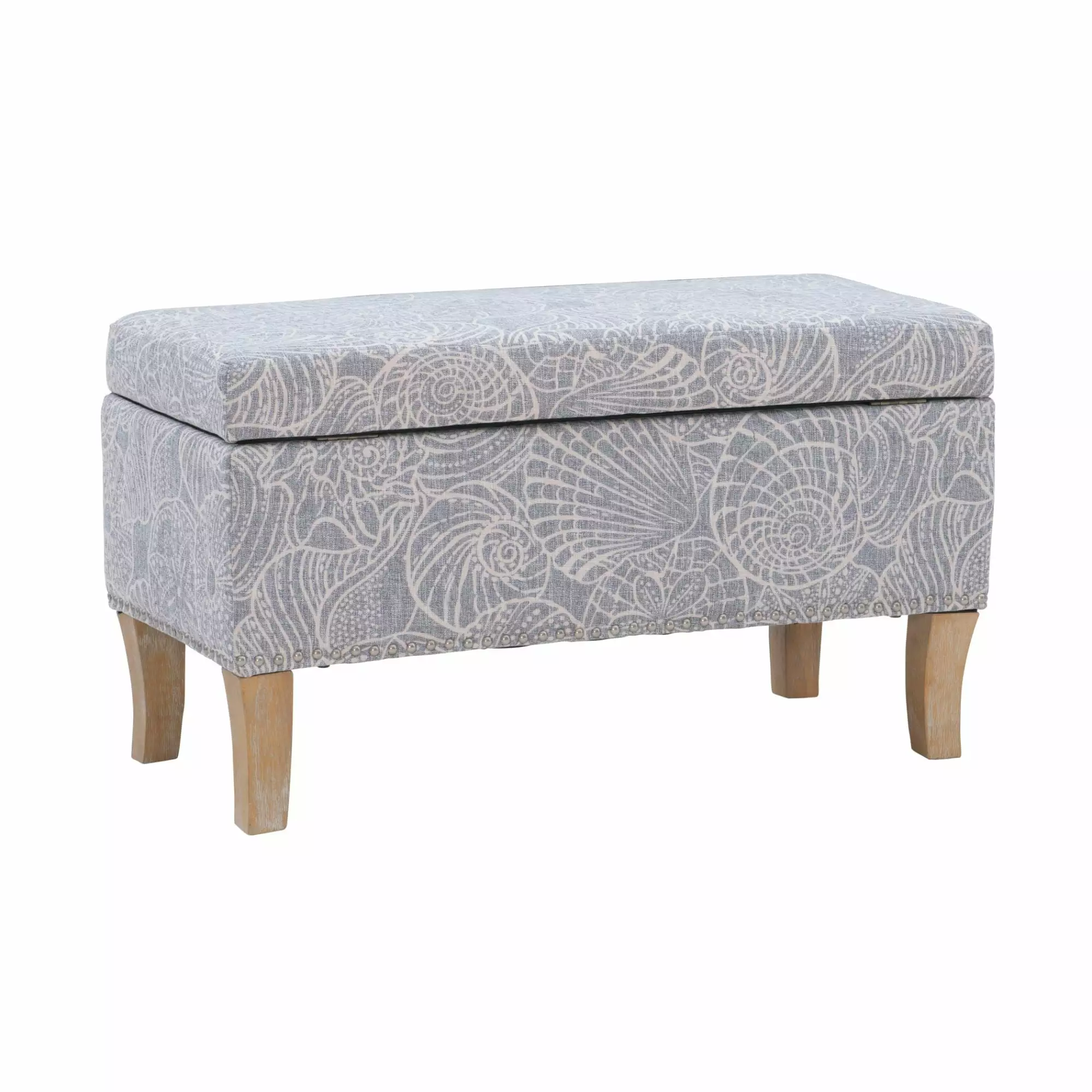 Contemporary Home Living Upholstered Stone Color Storage Ottoman Living Room Ottomans