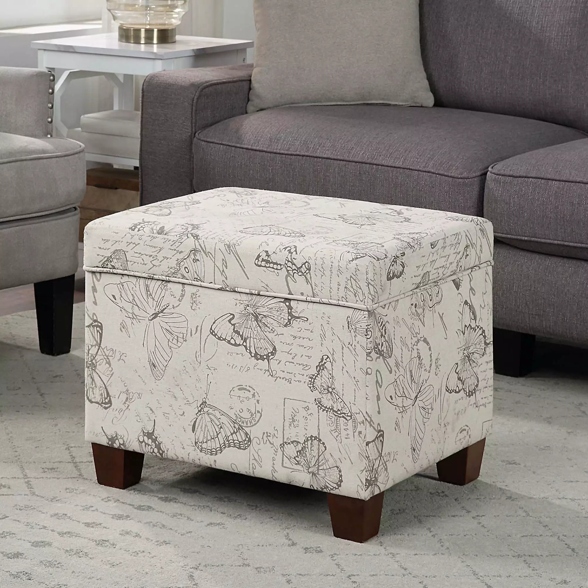 Convenience Concepts Madison Storage Ottoman Butterfly Fabric Ottomans