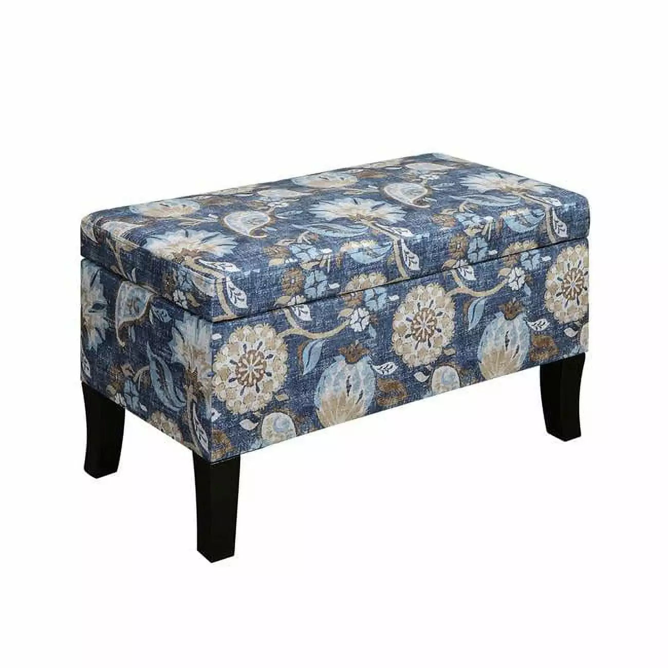 Designs4Comfort Winslow Storage Ottoman Indigo Flora 32 x 16 x 18 Inch Multi Functional Furniture Ottomans Convenience Con...