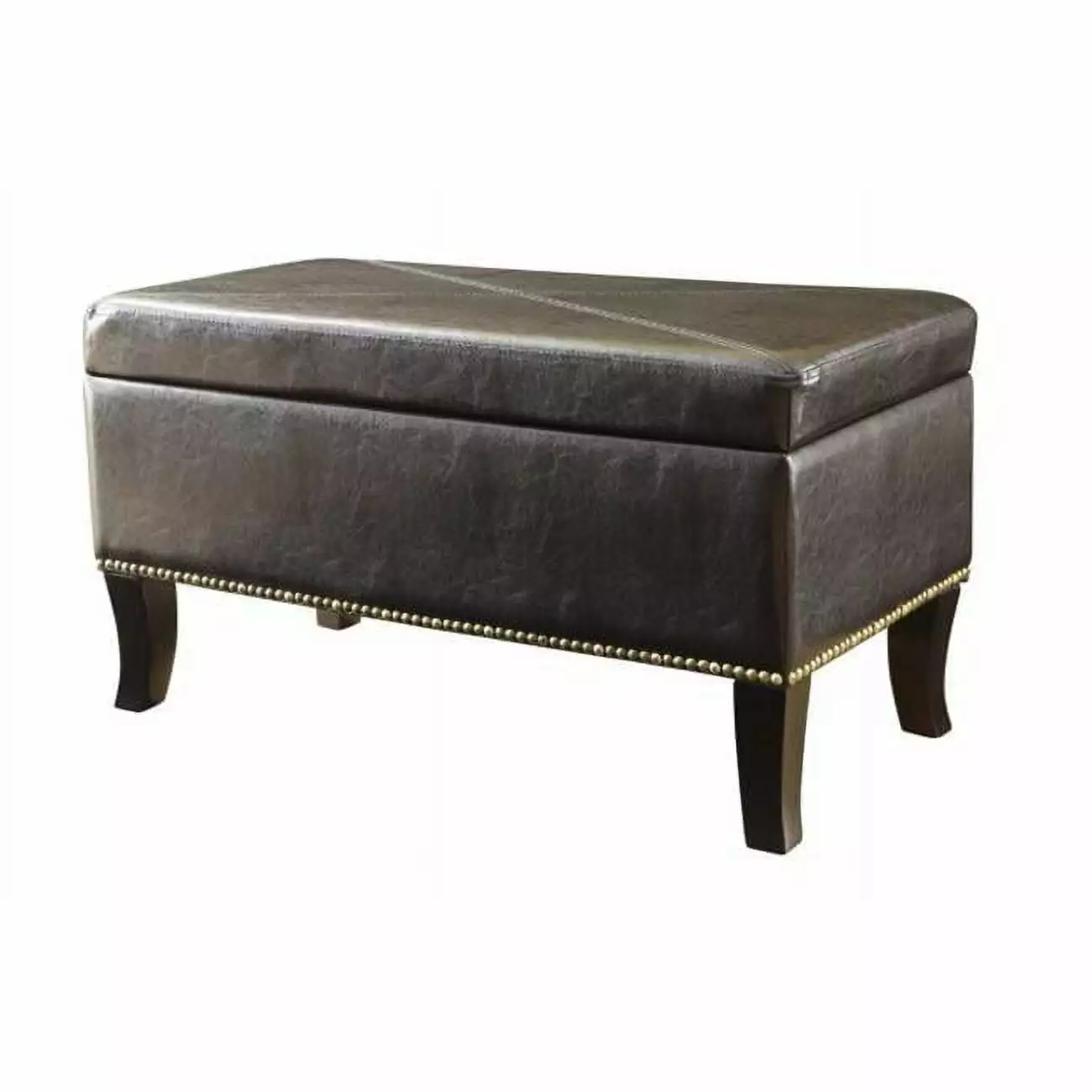 Winslow Espresso Storage Ottoman - Upholstered Footrest Stool Living Room Ottomans Convenience Concepts