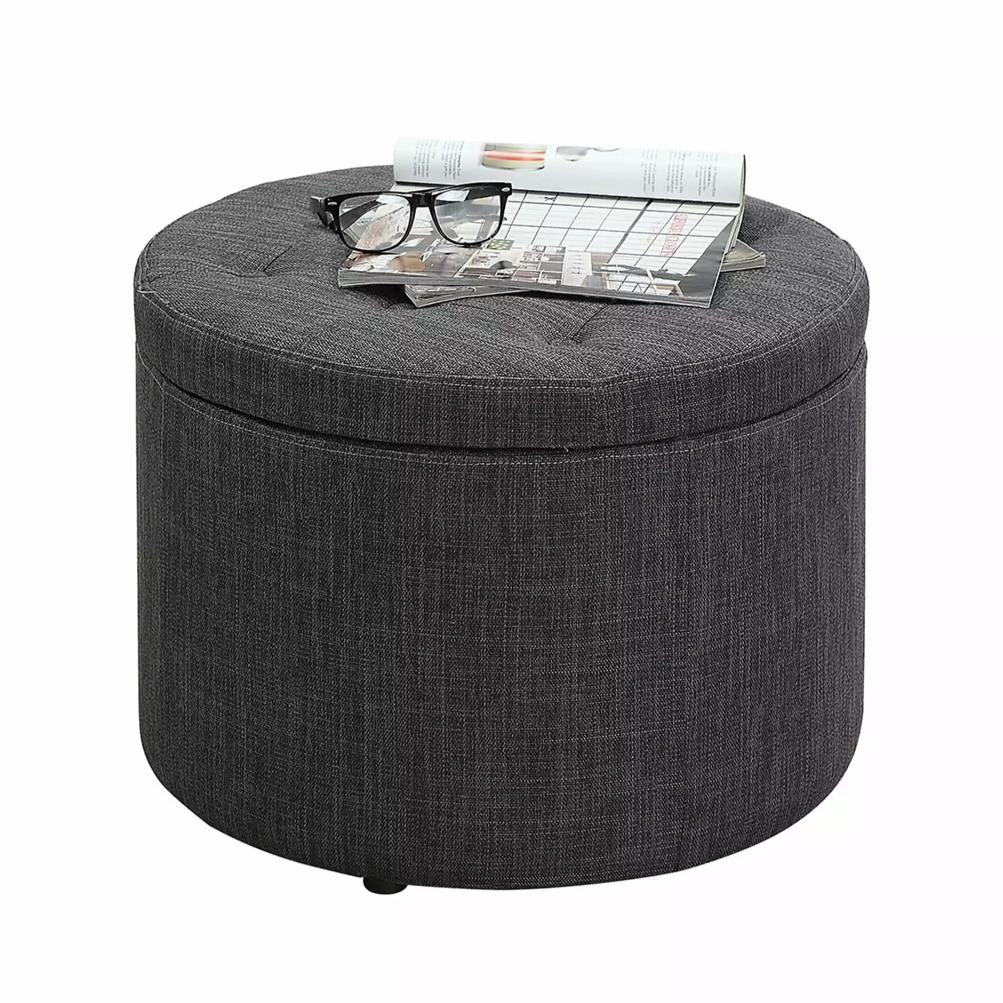 Ergode Designs4Comfort Round Shoe Storage Ottoman Ample Space Living Room Ottomans