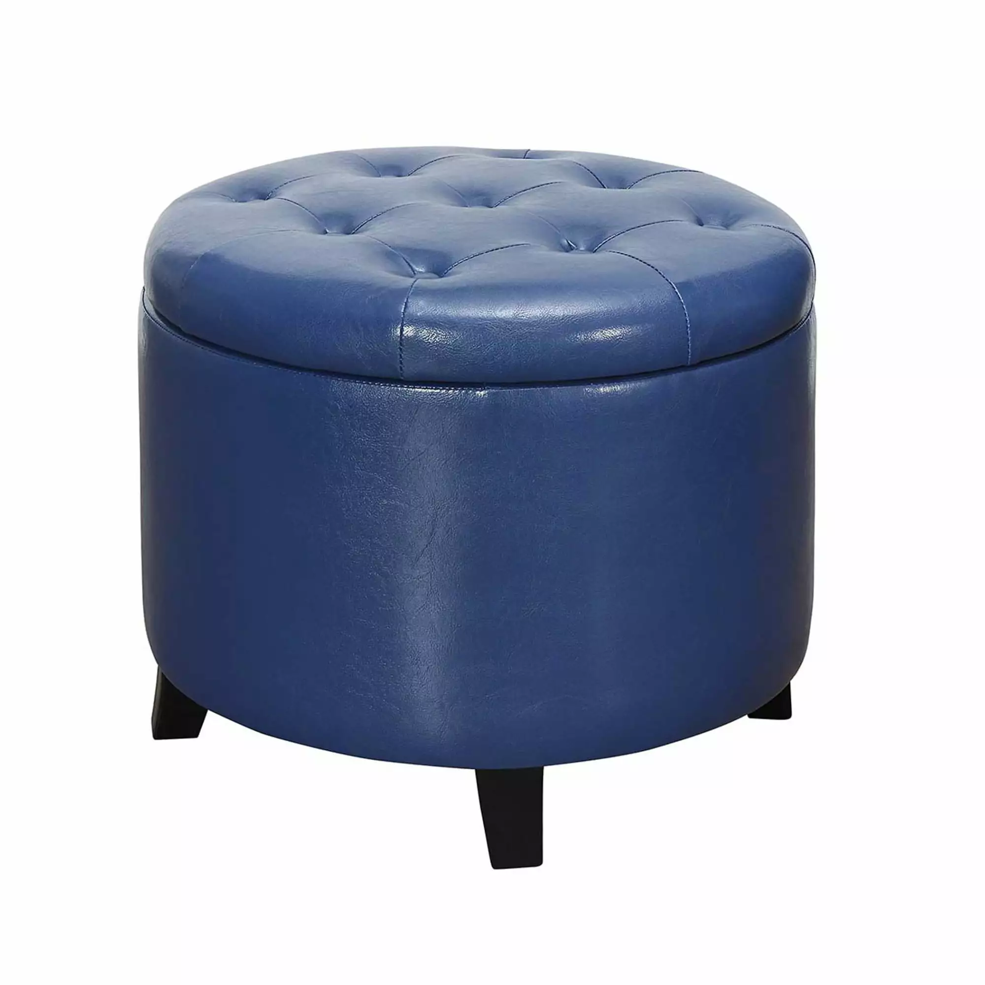 Ergode Designs4Comfort Round Storage Ottoman - Fabric Upholstered Footrest Stool Ottomans