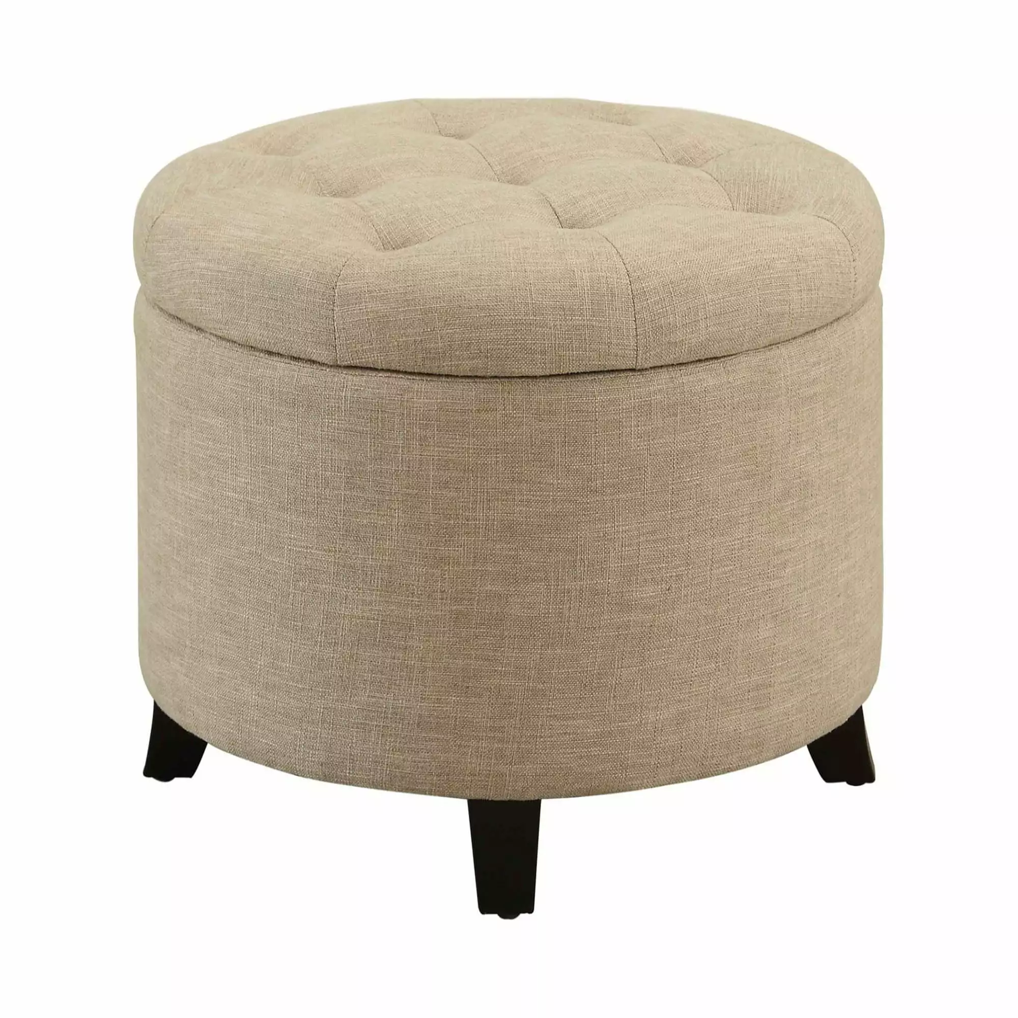 Ergode Designs4Comfort Round Storage Ottoman - Fabric Upholstered Footrest Stool Ottomans