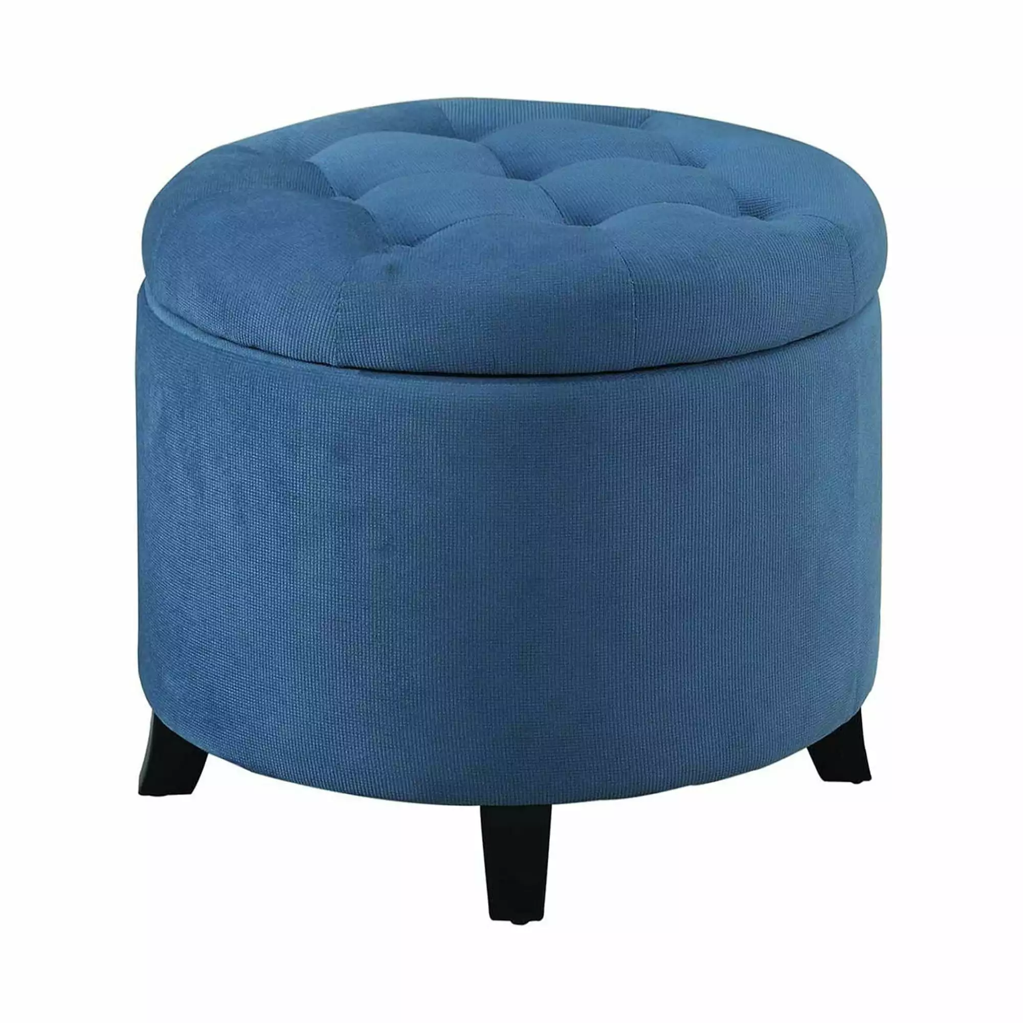 Ergode Designs4Comfort Round Storage Ottoman - Fabric Upholstered Footrest Stool Ottomans