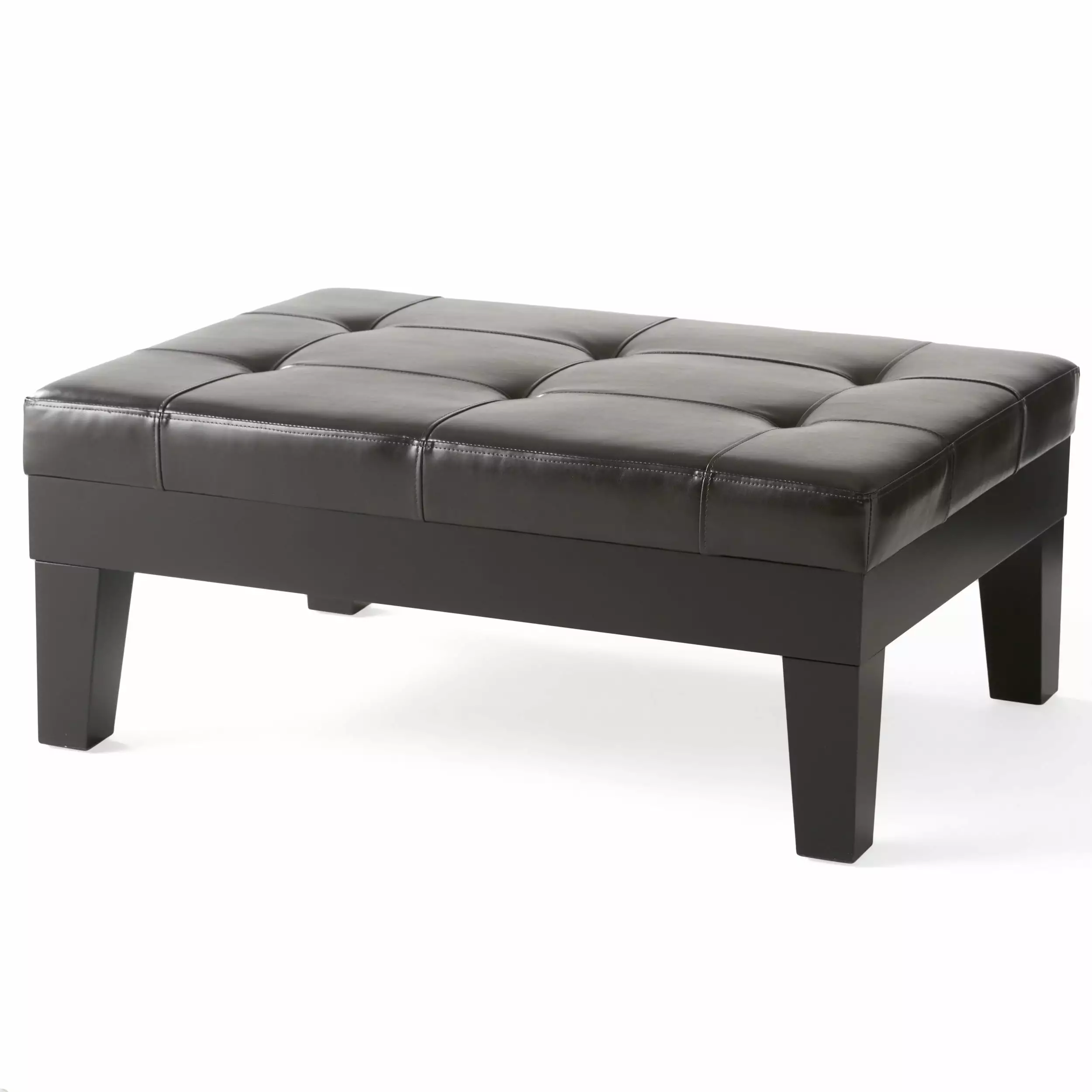 Chatham Dark Espresso Bonded Leather Storage Ottoman - Living Room Coffee Table Ottomans GDFSTUDIO