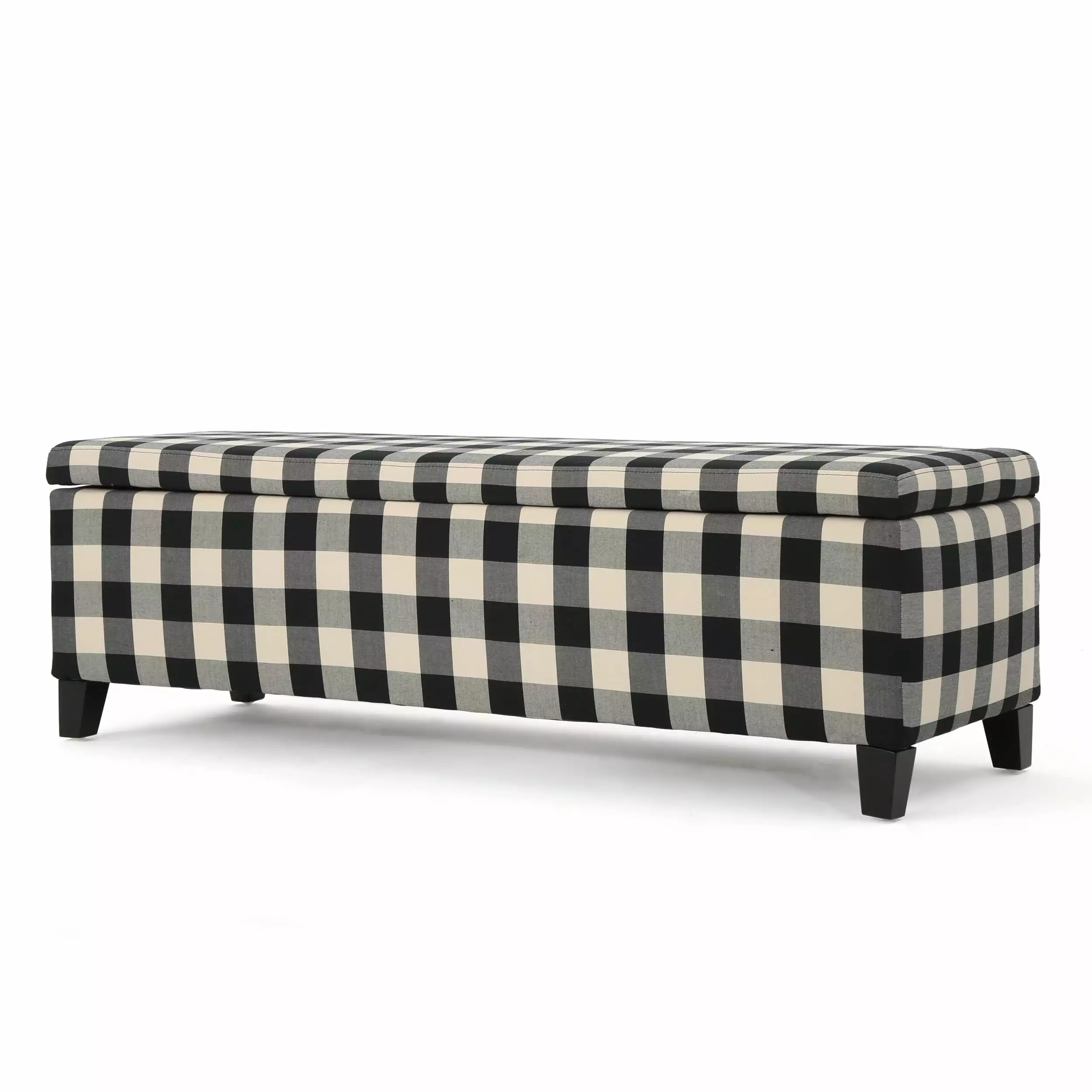 Colby Fabric Storage Ottoman - Black Checkerboard - Chic Living Room Addition Ottomans GDFSTUDIO