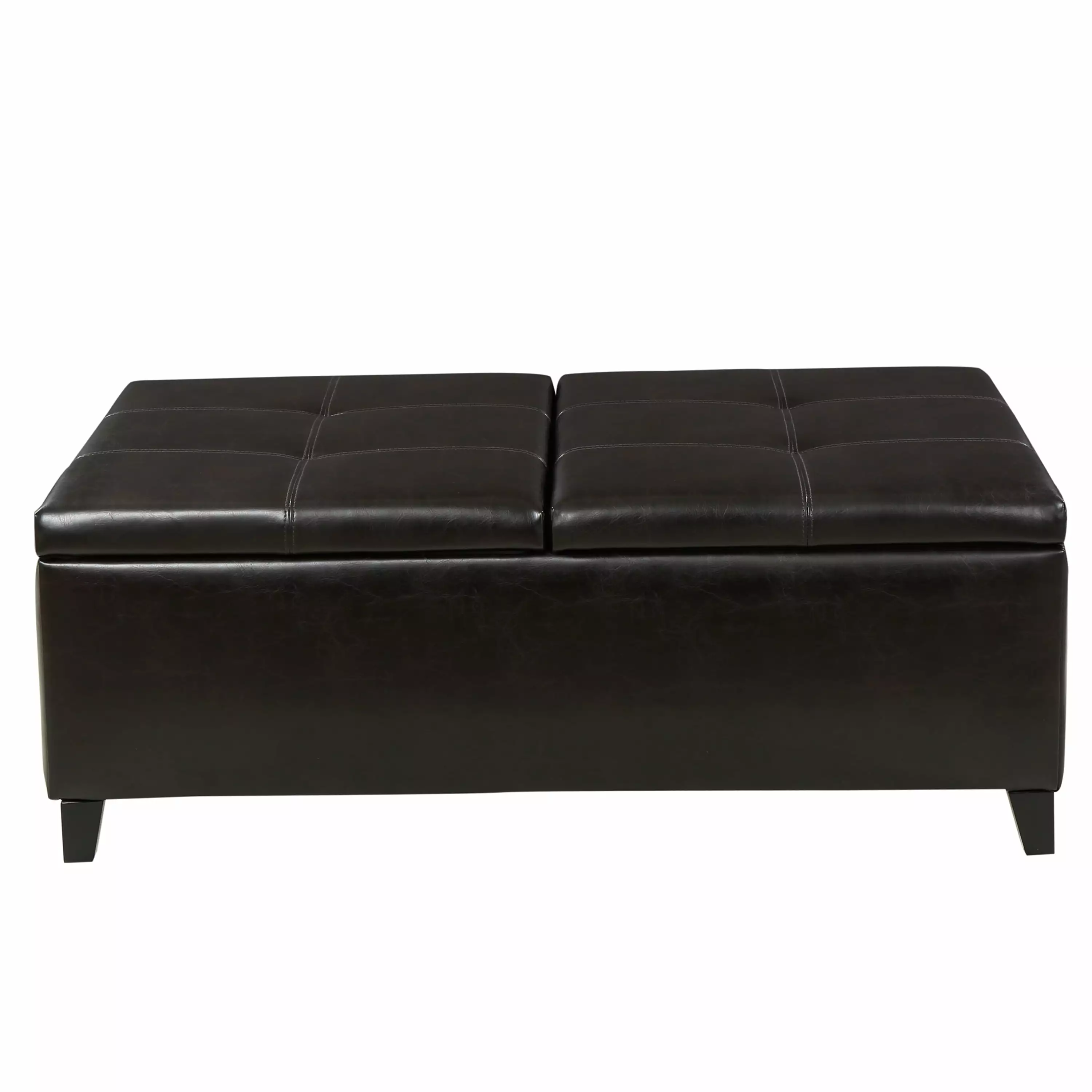 GDF Studio Cosette Contemporary Faux Leather Double Lift Storage Ottoman Brown Ottomans GDFSTUDIO
