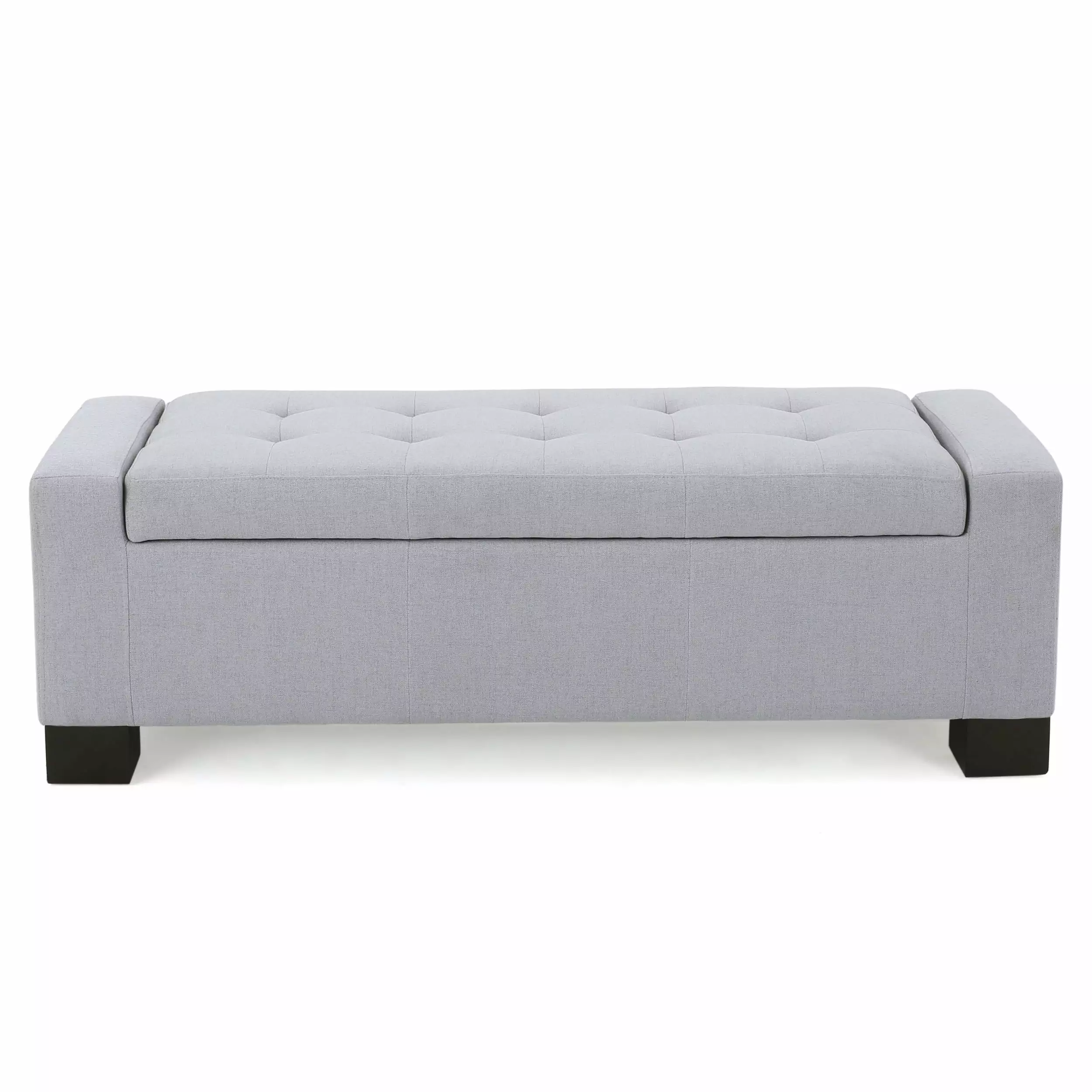 GDF Studio Nadia Contemporary Tufted Storage Ottoman Bench Light Gray and Dark Brown Ottomans GDFSTUDIO