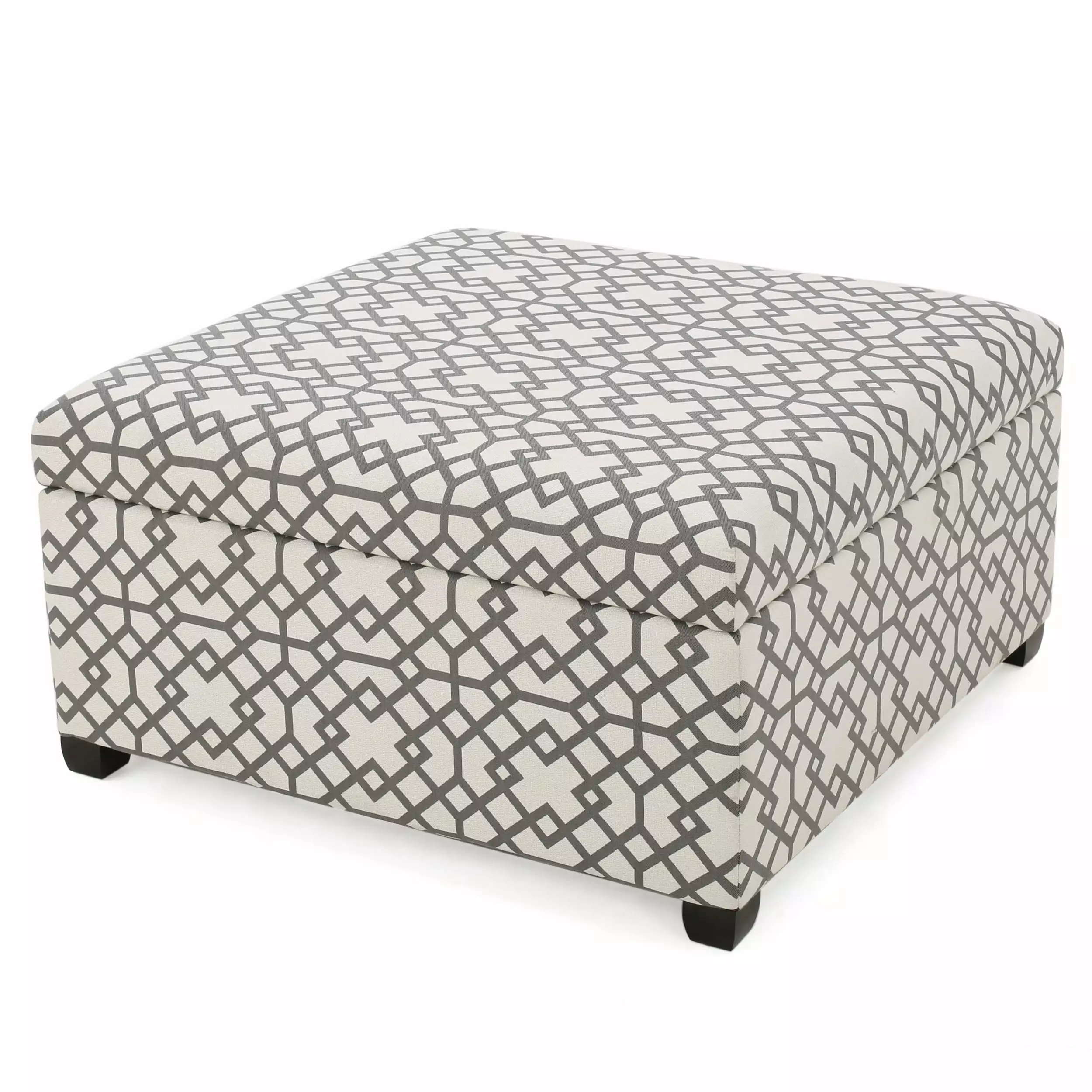 Khaite Patterned Fabric Storage Ottoman Grey - Stylish Home Decor Ottomans GDFSTUDIO