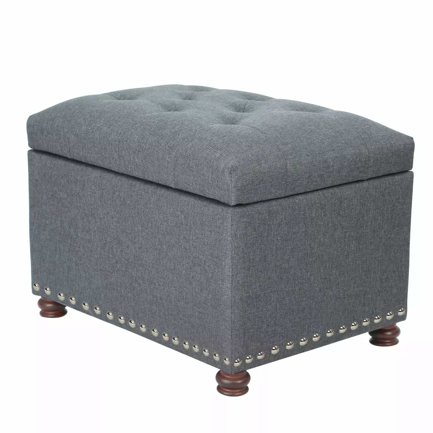 Homebeez Storage Ottoman Bench Foldable Seat Footrest Shoe Bench - Gray End Bed Storage Ottomans