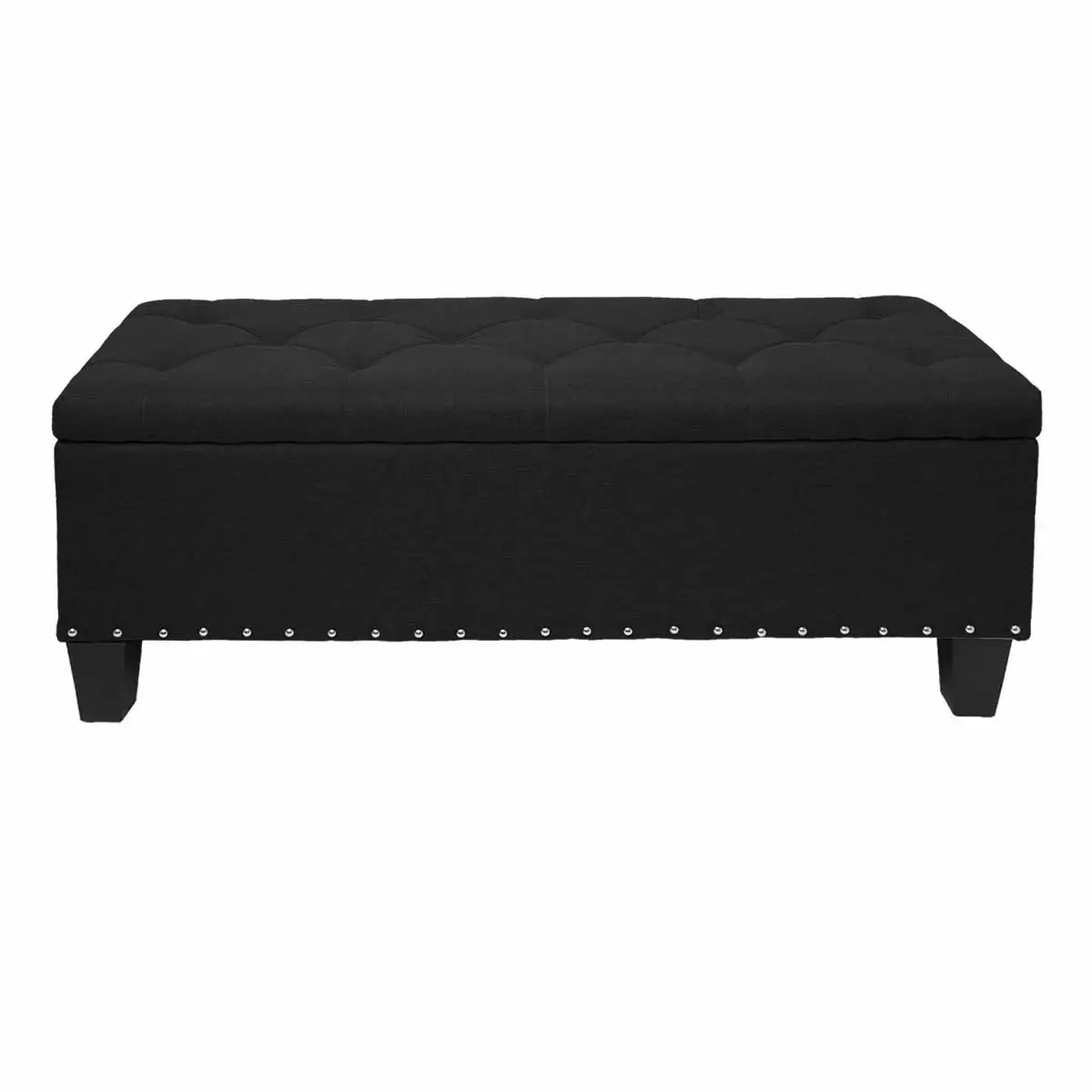 Magshion Rectangular Storage Ottoman Bench Tufted Footrest Lift Top Pouffe Ottoman 42 Linen Black Ottomans