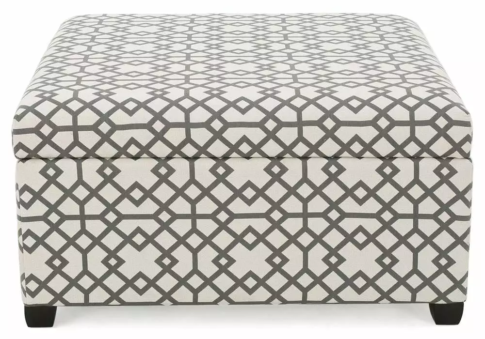 Square Storage Ottoman Gray - Modern Living Room Footrest Ottomans Noble House