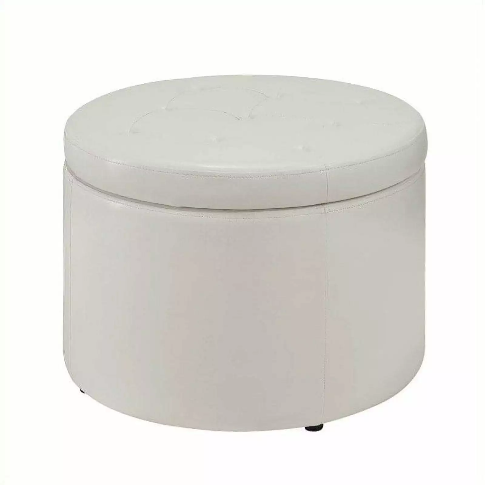 Pemberly Row Round Shoe Ottoman Ivory - Stylish Shoe Storage Solution Ottomans