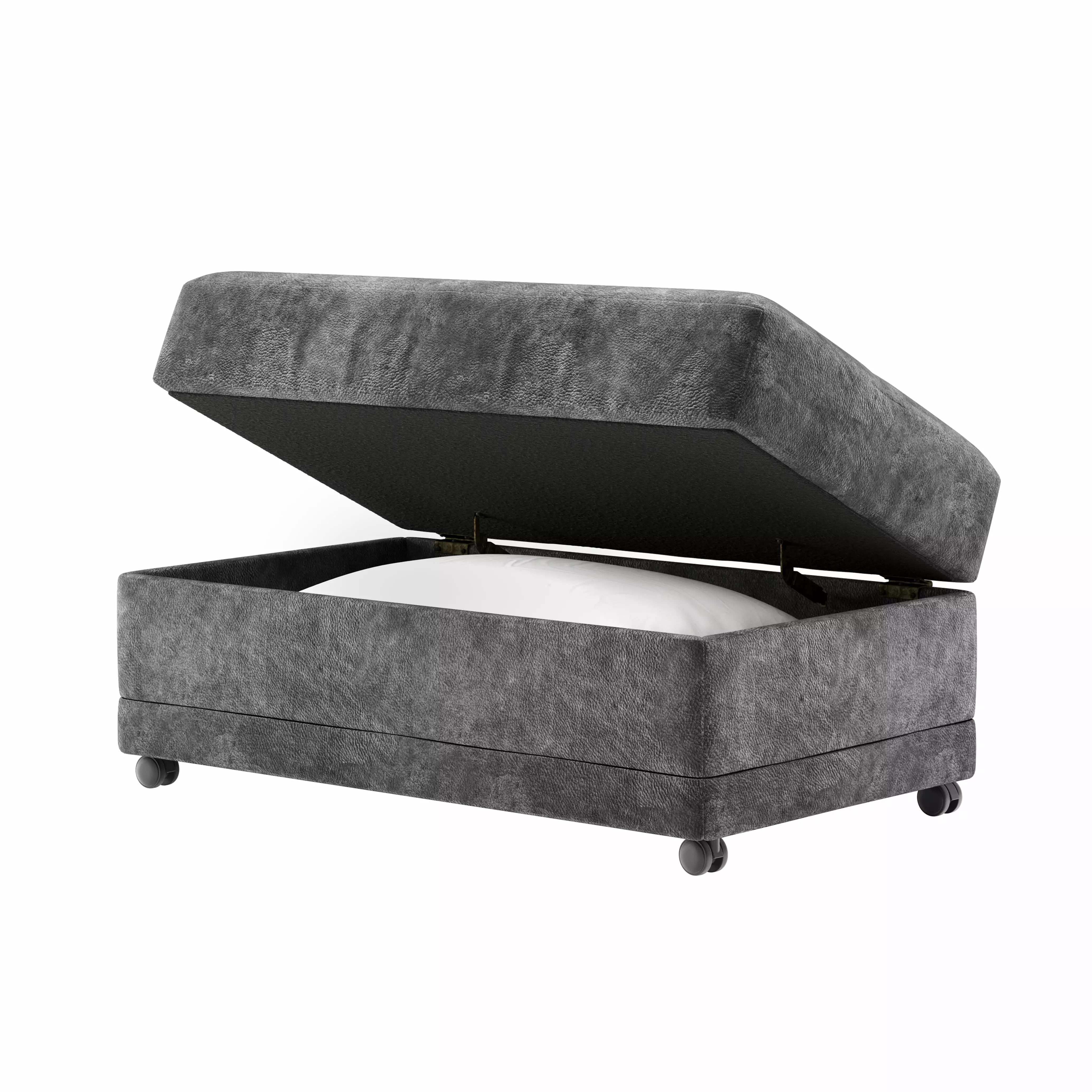 Roundhill Furniture Bonarse Fabric Storage Ottoman Casters Wonderland Slate - Mobile Living Room Bench Ottomans