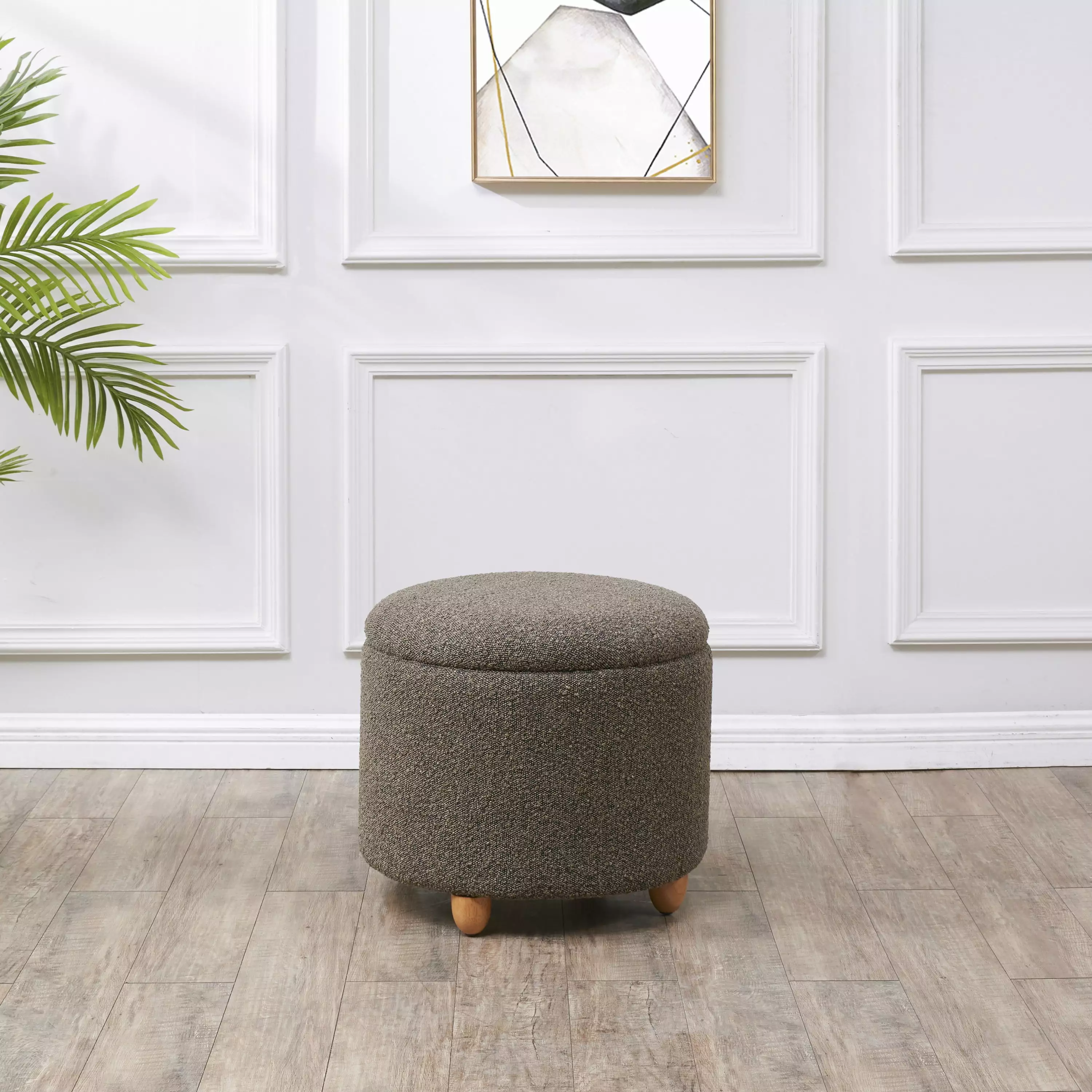 SAFAVIEH Couture Mariabella Dark Brown Modern Boucle Ottoman Storage Ottomans