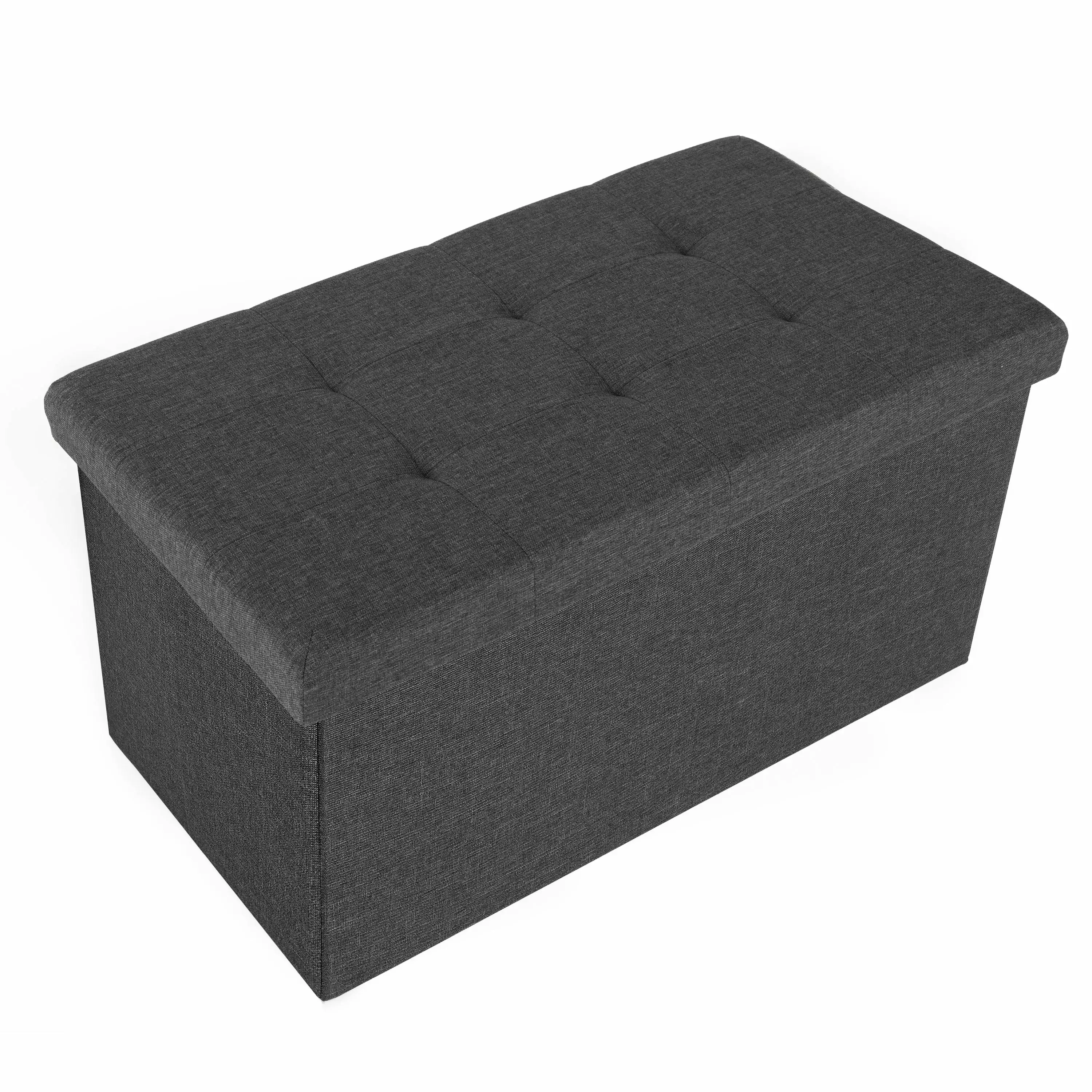 Seville Classics Cushioned Fabric Ottoman Hidden Storage Chest Footrest Chair Modern Gray 30 Bench Ottomans