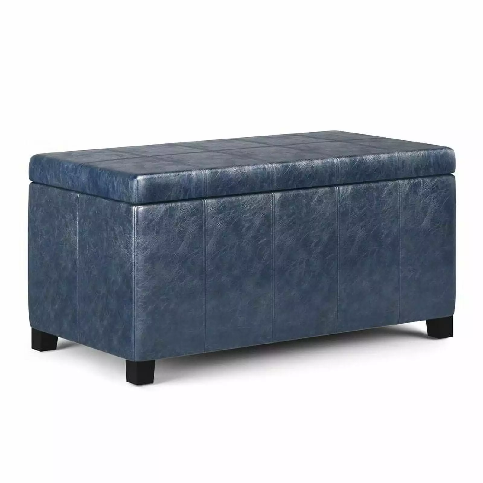 Trent Home 36 Contemporary Faux Leather Storage Ottoman Denim Blue Ottomans