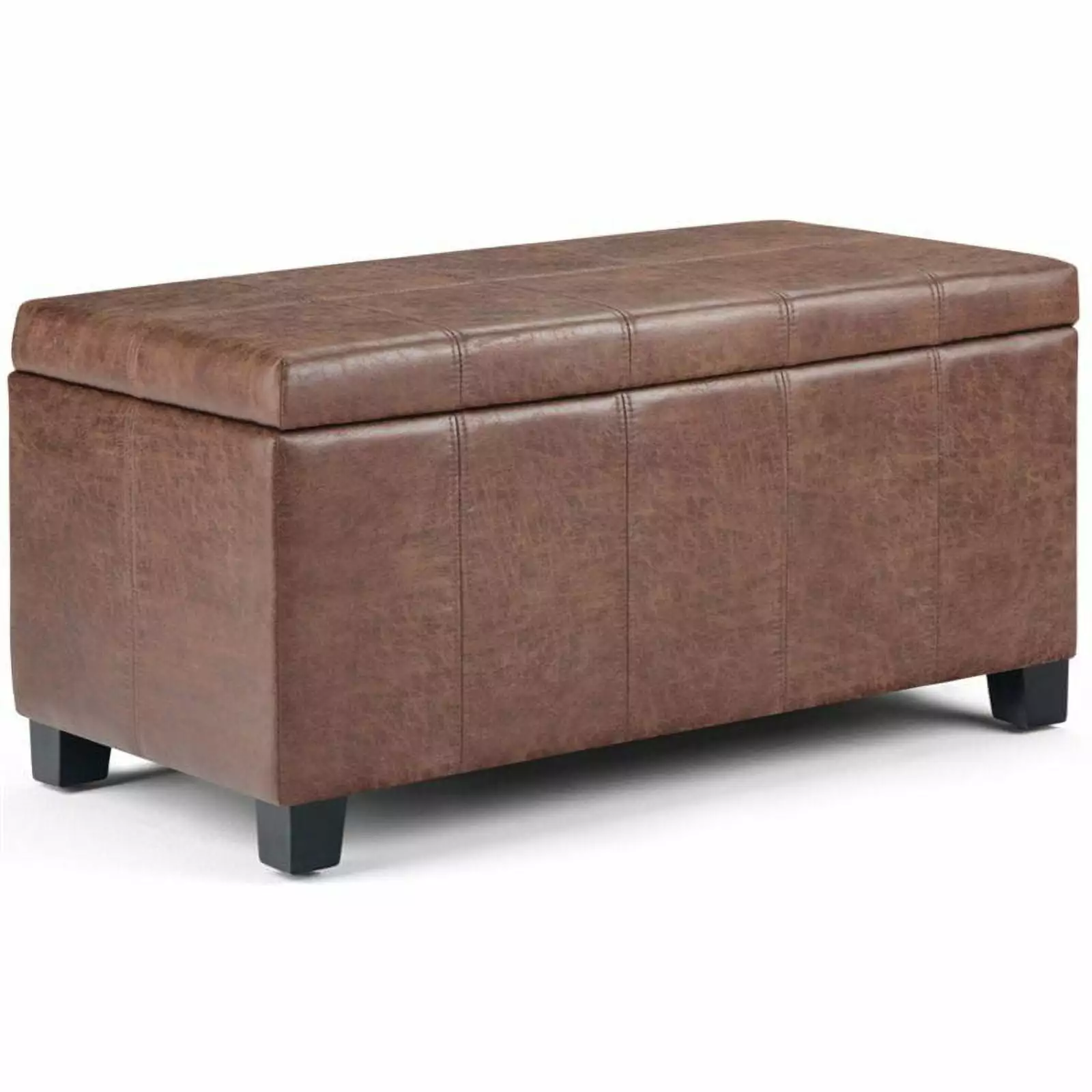 Trent Home Faux Leather Storage Ottoman Bench Umber Brown Ottomans