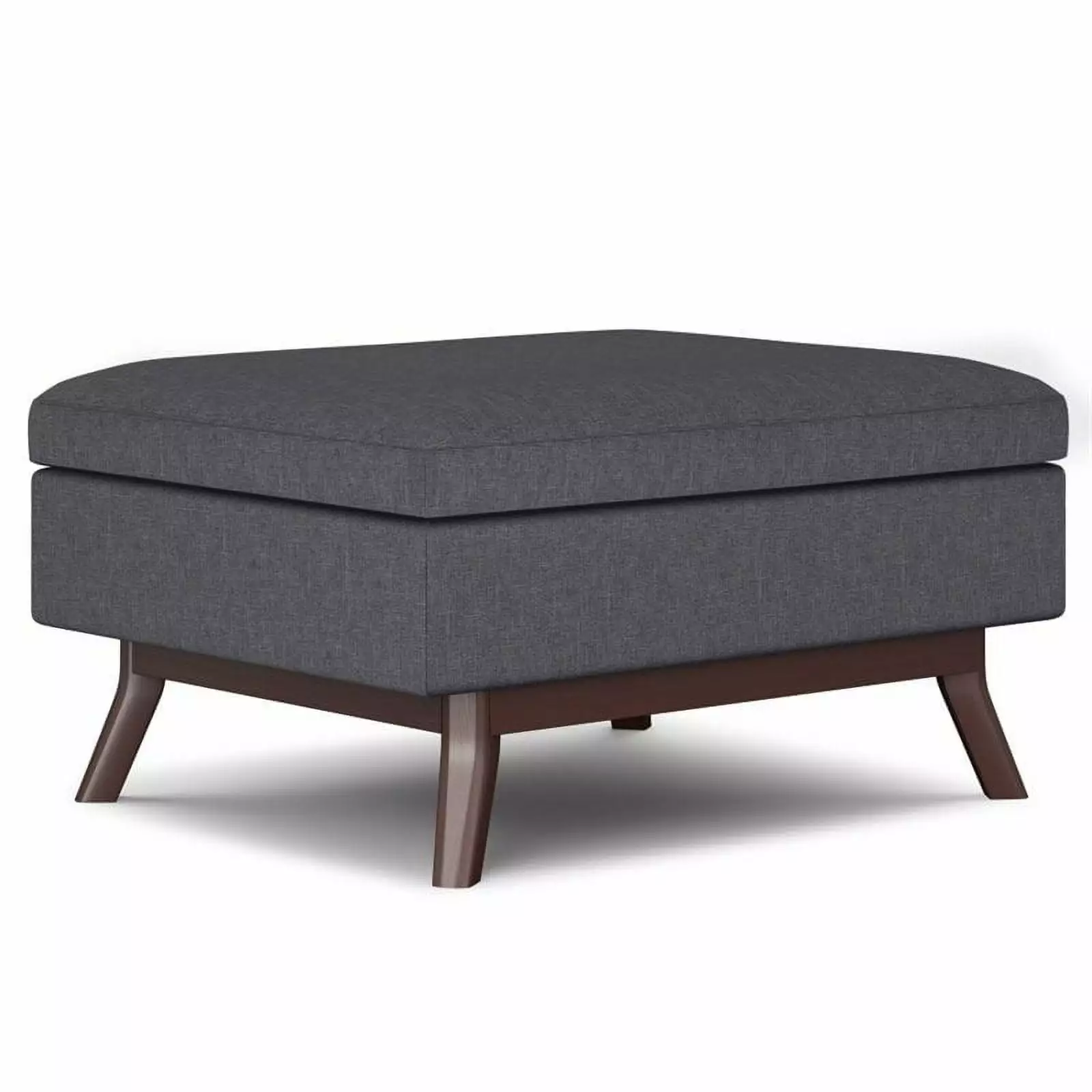 Trent Home Slate Gray Linen Look Fabric Coffee Table Storage Ottoman Ottomans