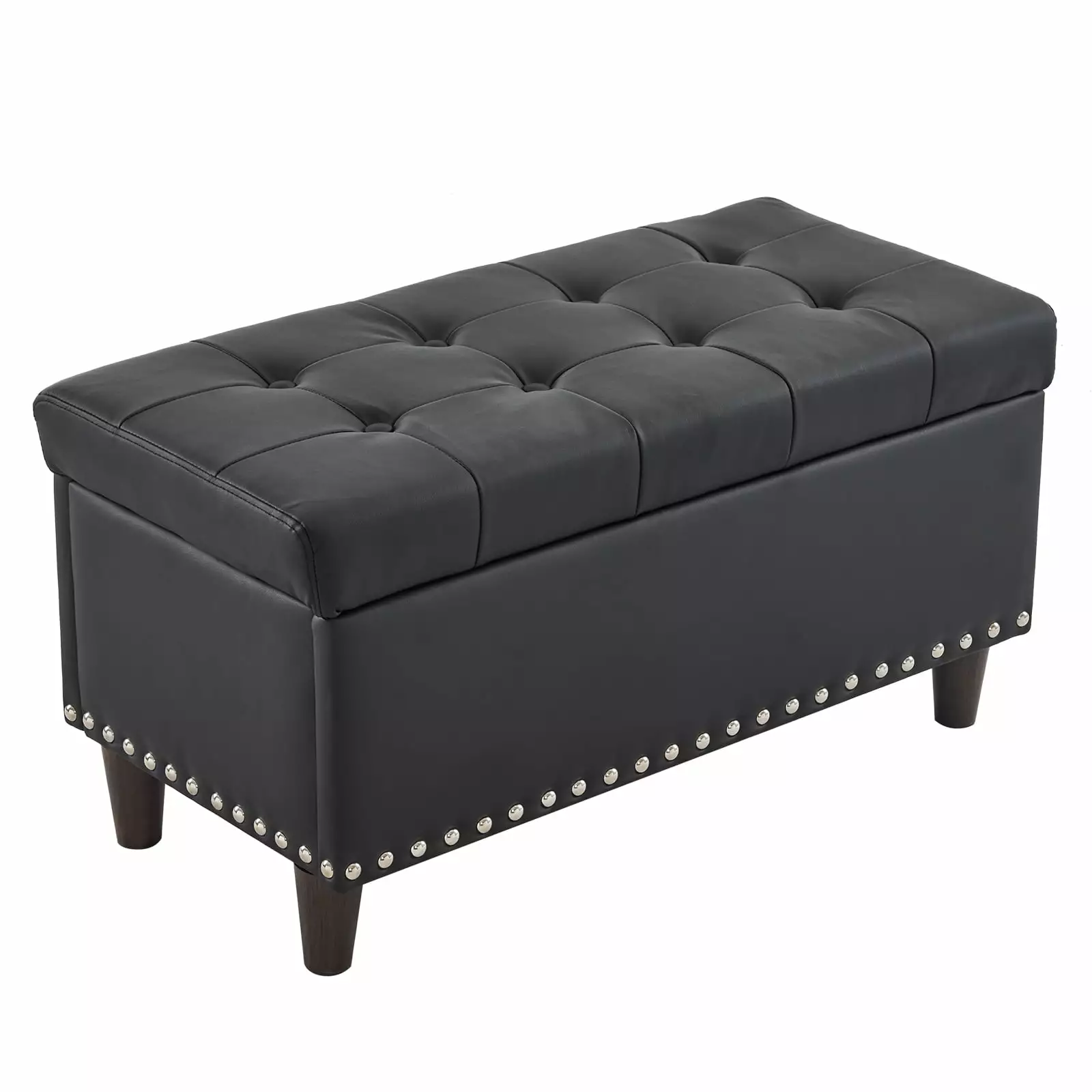 UBesGooStorage PU Leather Ottoman Bench 31.5 Inch Flip-up Lid Black Footrest Footstool Entryway Coffee Sofa Side Table Ott...