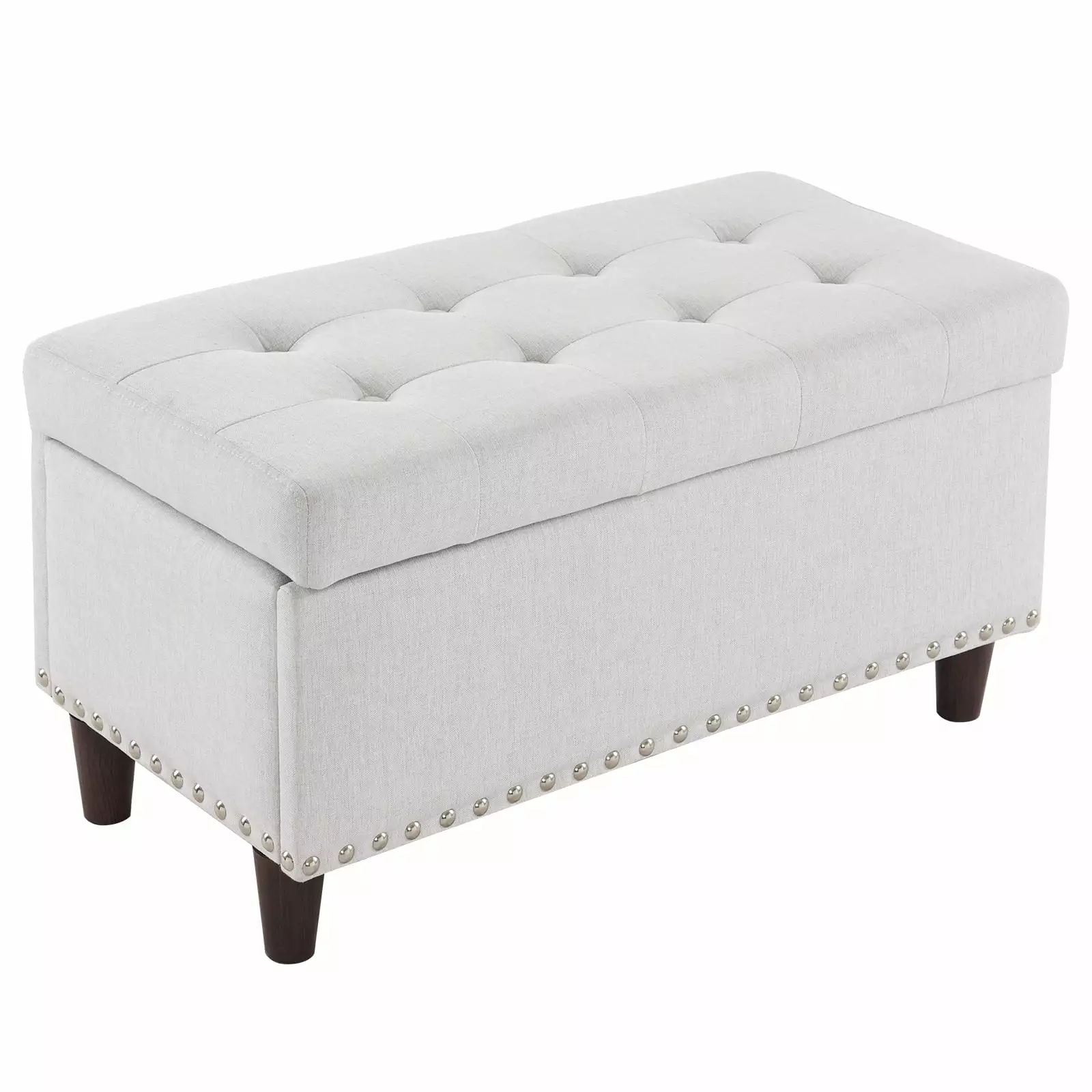 UBesGooStorage Ottoman Bench 31.5 Inch Flip-up Lid Off White Footrest Footstool Entryway Coffee Sofa Side Table Ottomans