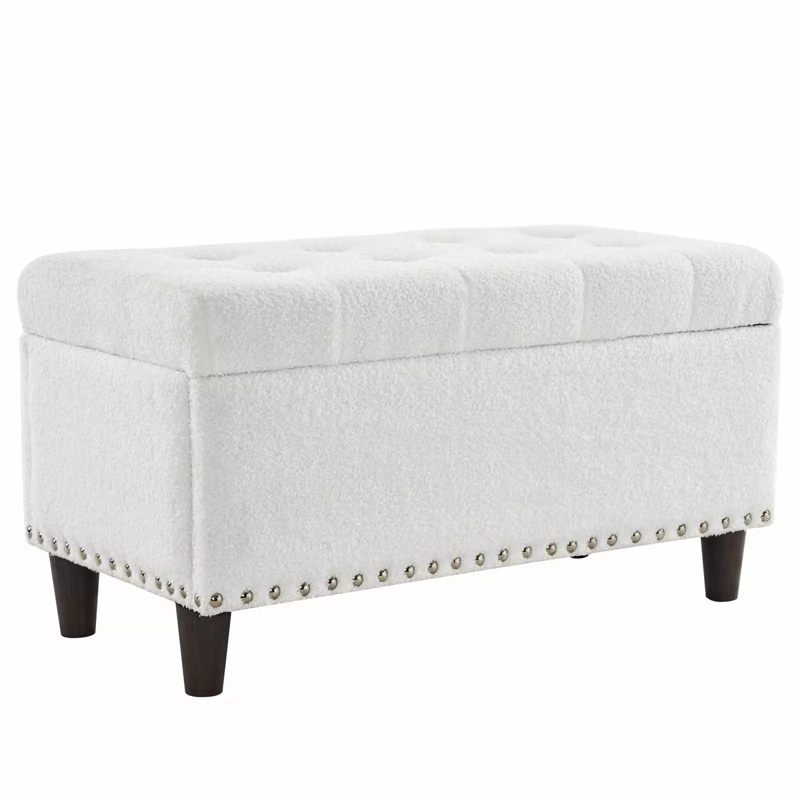 UBesGooStorage Tufted Ottoman Bench 31.5 Inch Flip-up Lid Off White Footrest Entryway Coffee Sofa Side Table Ottomans