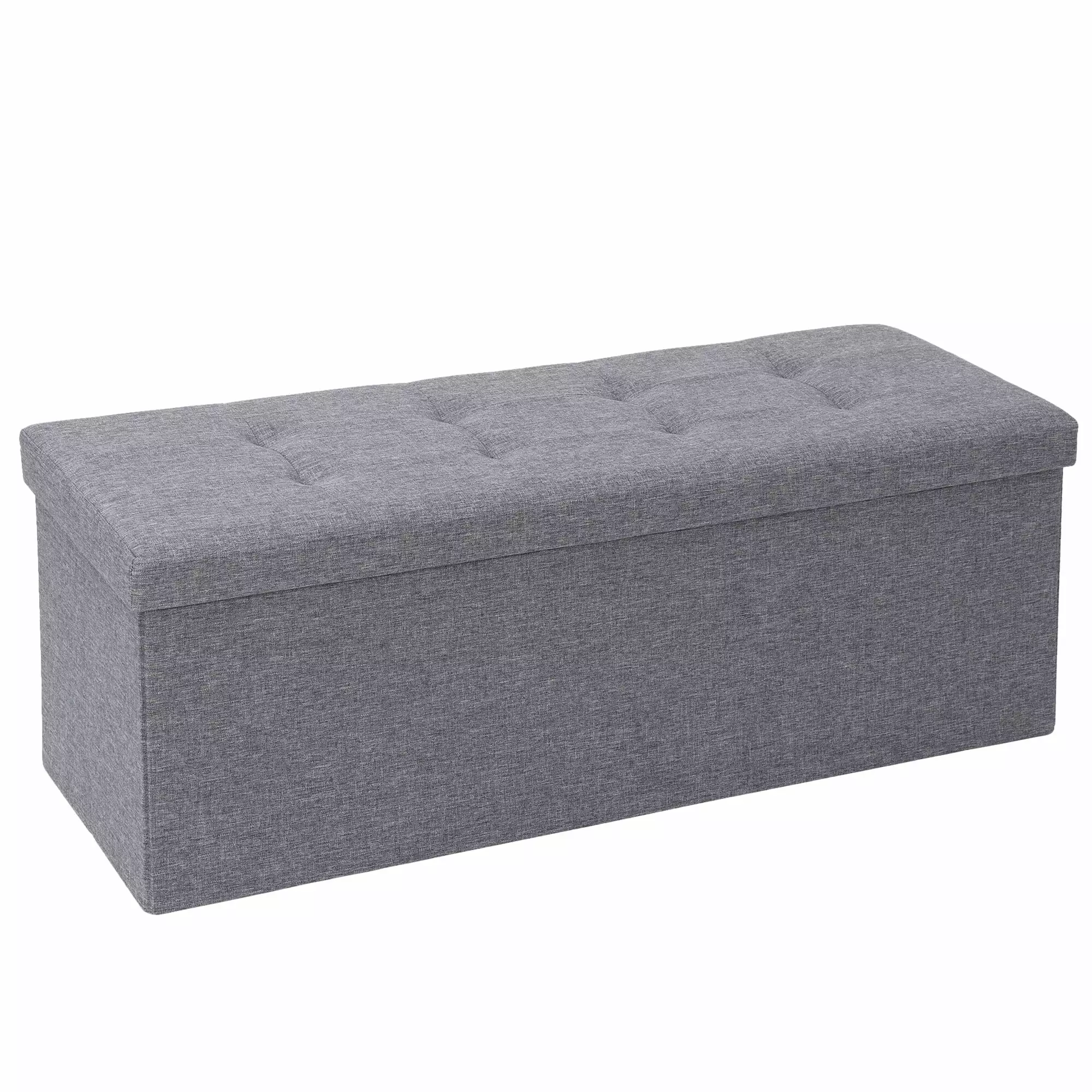 ZENY 43.3 Inch Folding Storage Ottoman Bench Chest Footrest Stool MDF Frame Gray Ottomans