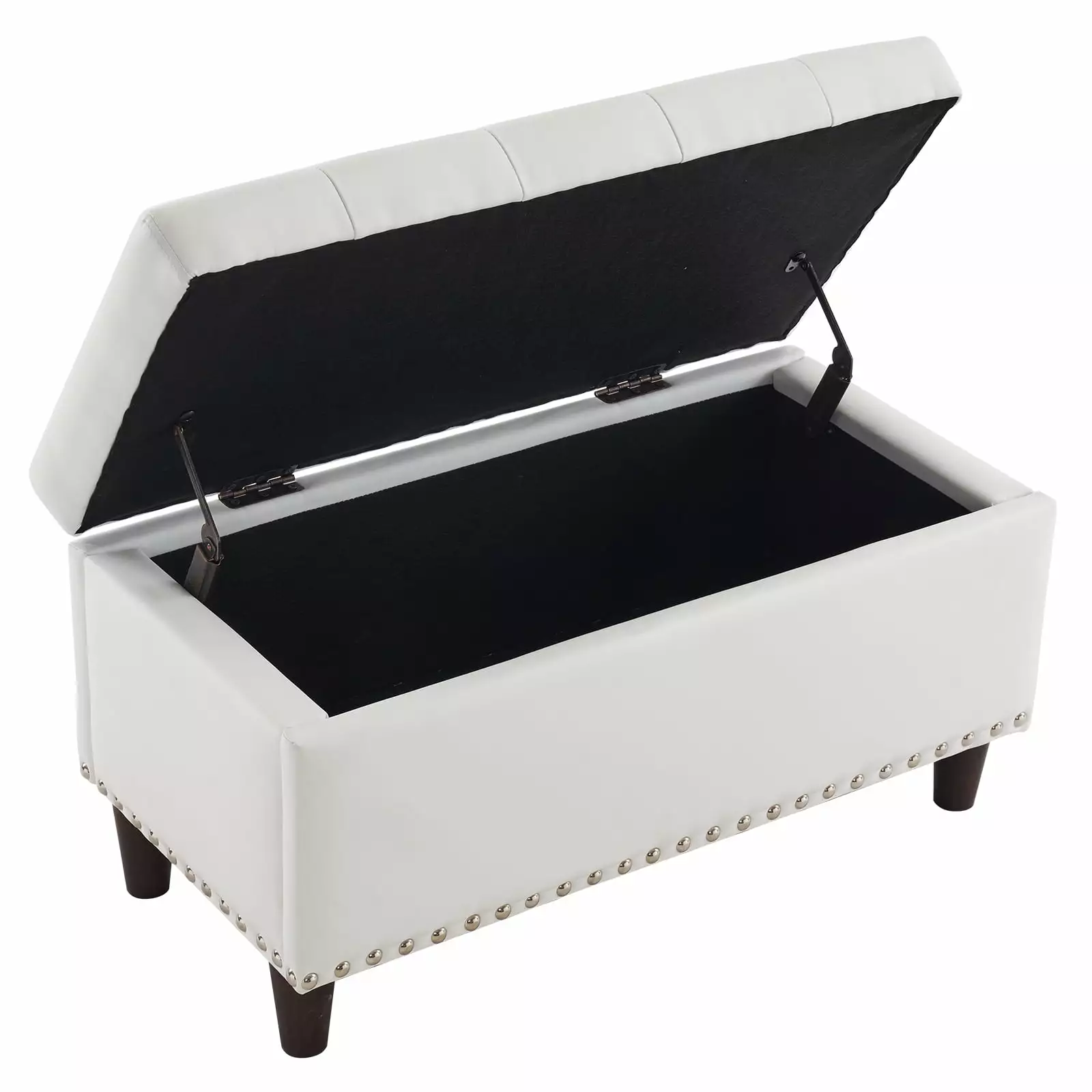 Zimtown 31.5 Inch Ottoman Storage Organizer - Flip-Up Lid Footrest Bench Off White PU Leather Ottomans