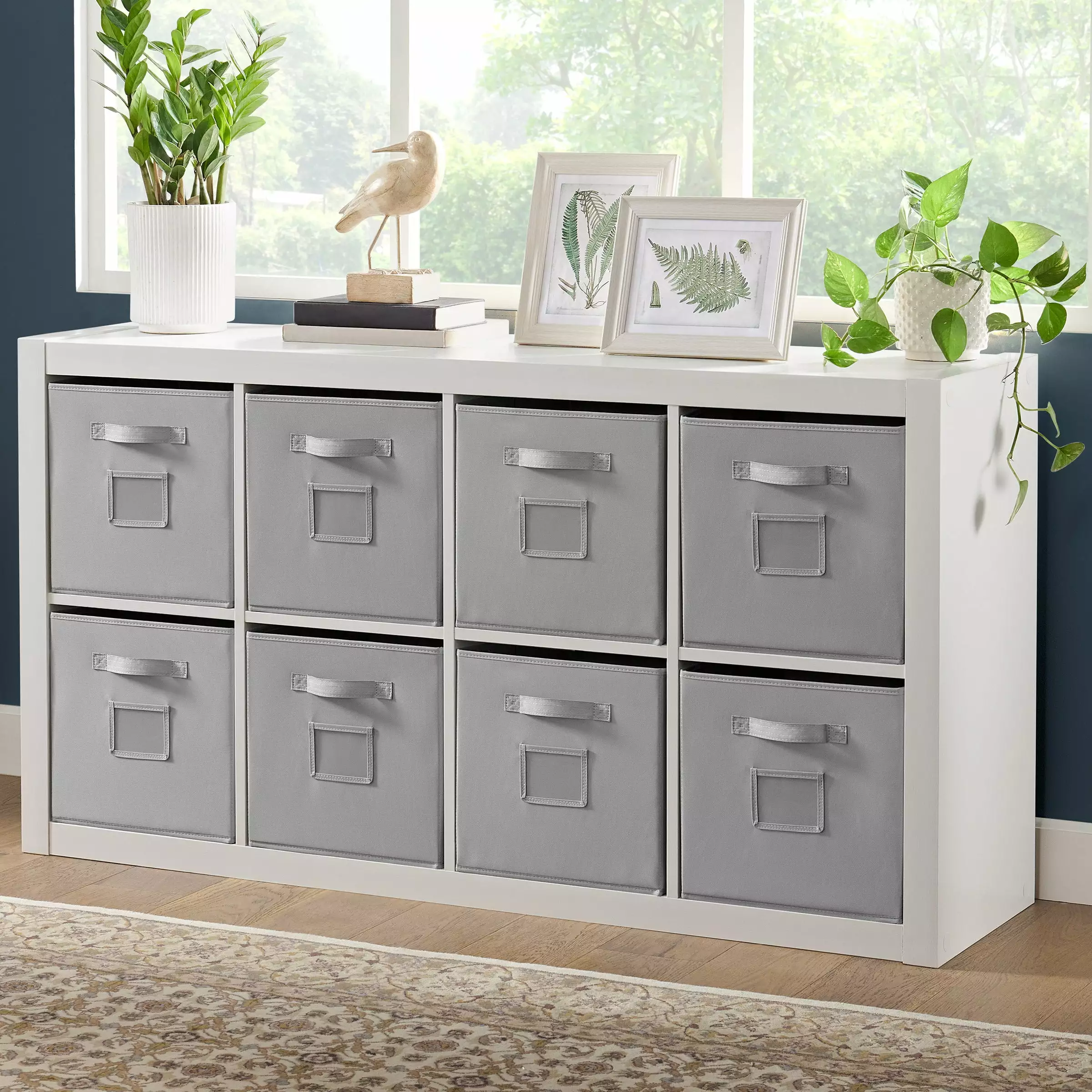 O'Nin Room Divider 8 Storage Bins Multifunctional Folding Screen Bayside Furnishings