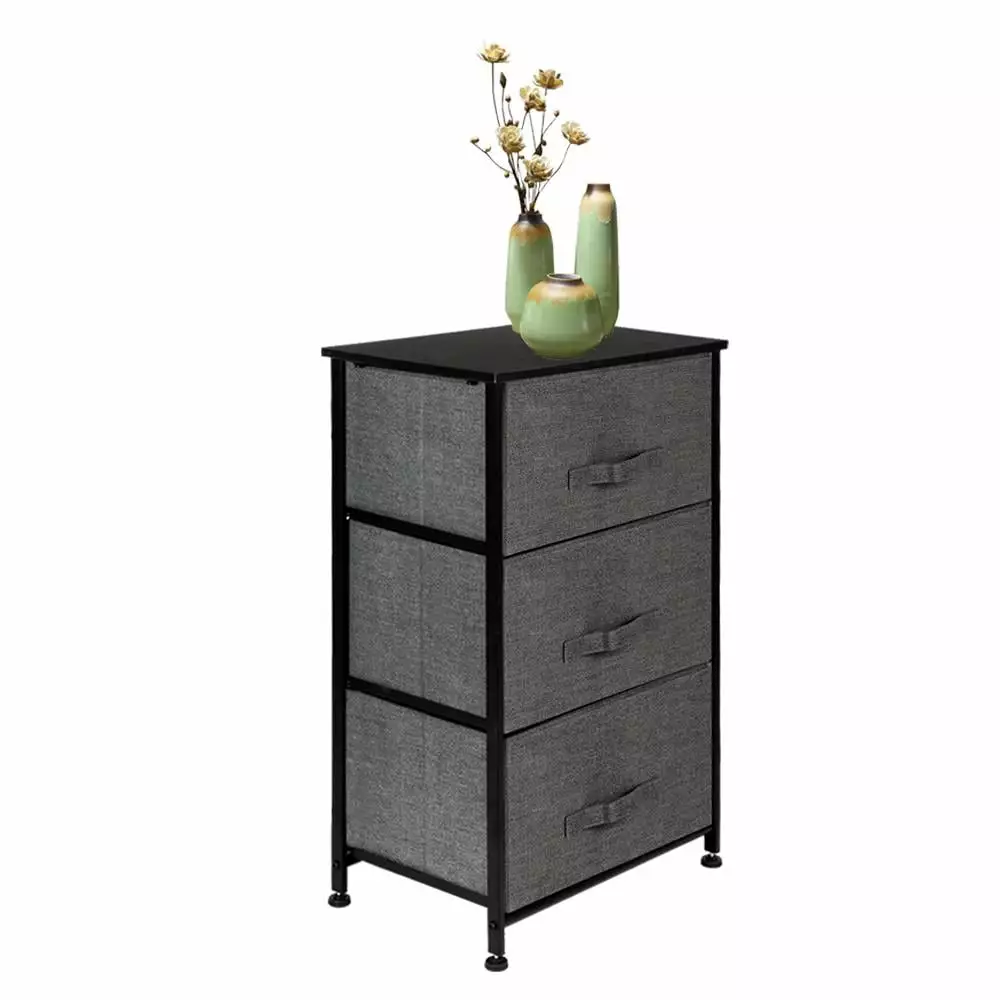 SamyoHome 3 Drawer Dresser Fabric Dresser Tower Arranger Bedroom Hallway Entryway Closets Gray FCH