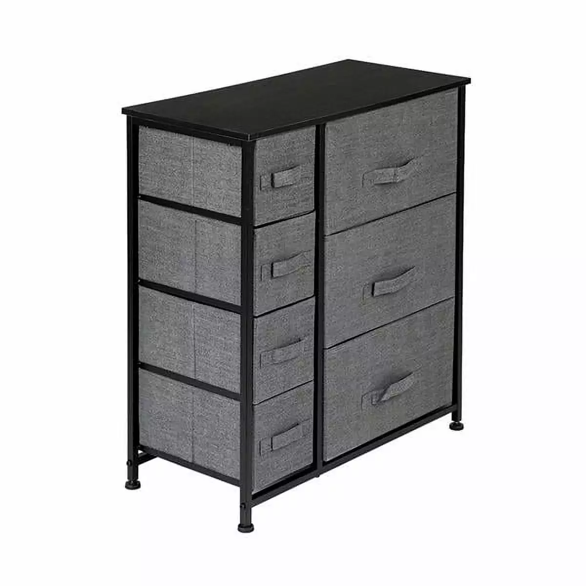 7-Drawer Dresser Storage Tower Steel Frame and Wood Top - Fabric Bin Organizer Bedroom Hallway Closet - Grey Magace
