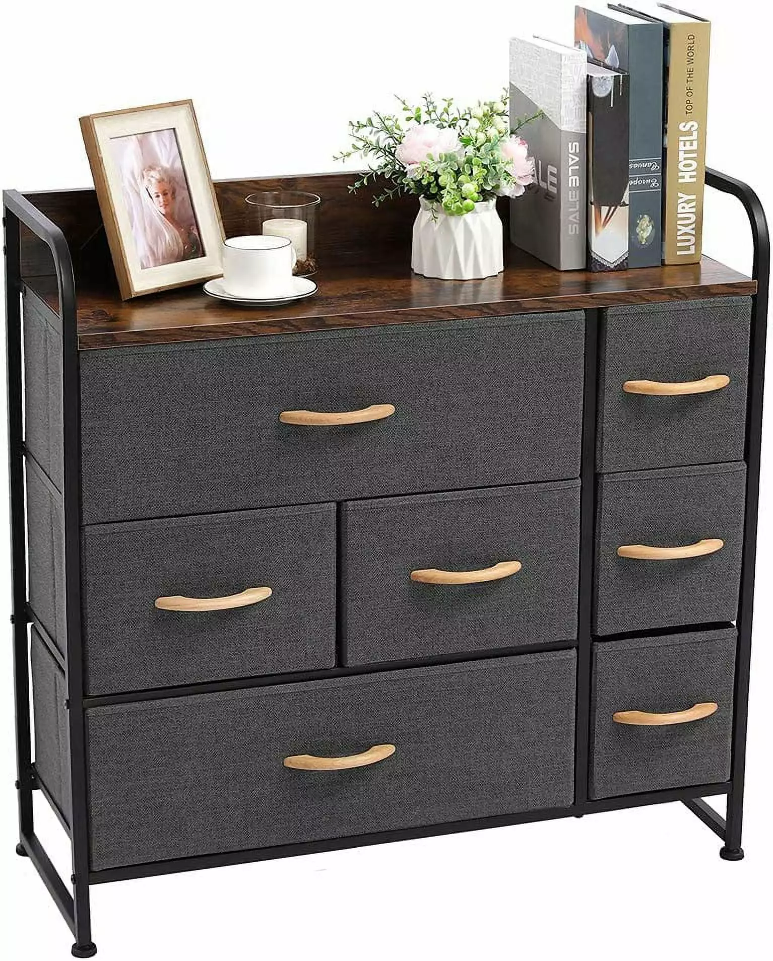 Moselota 7 Drawer Fabric Dresser Storage Tower Sturdy Steel Frame
