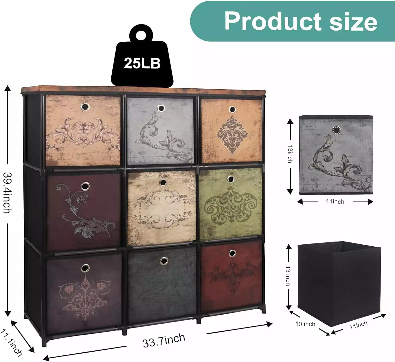 Storage Dresser 9 Drawers - DIY Fabric Chest Bedroom & Dorm
