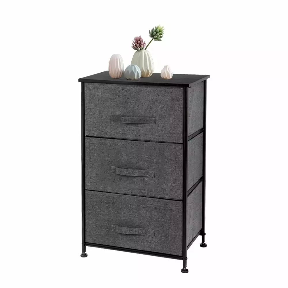 UBesGoo 3-Drawer Closet Storage Tower Textured Print Fabric Bins