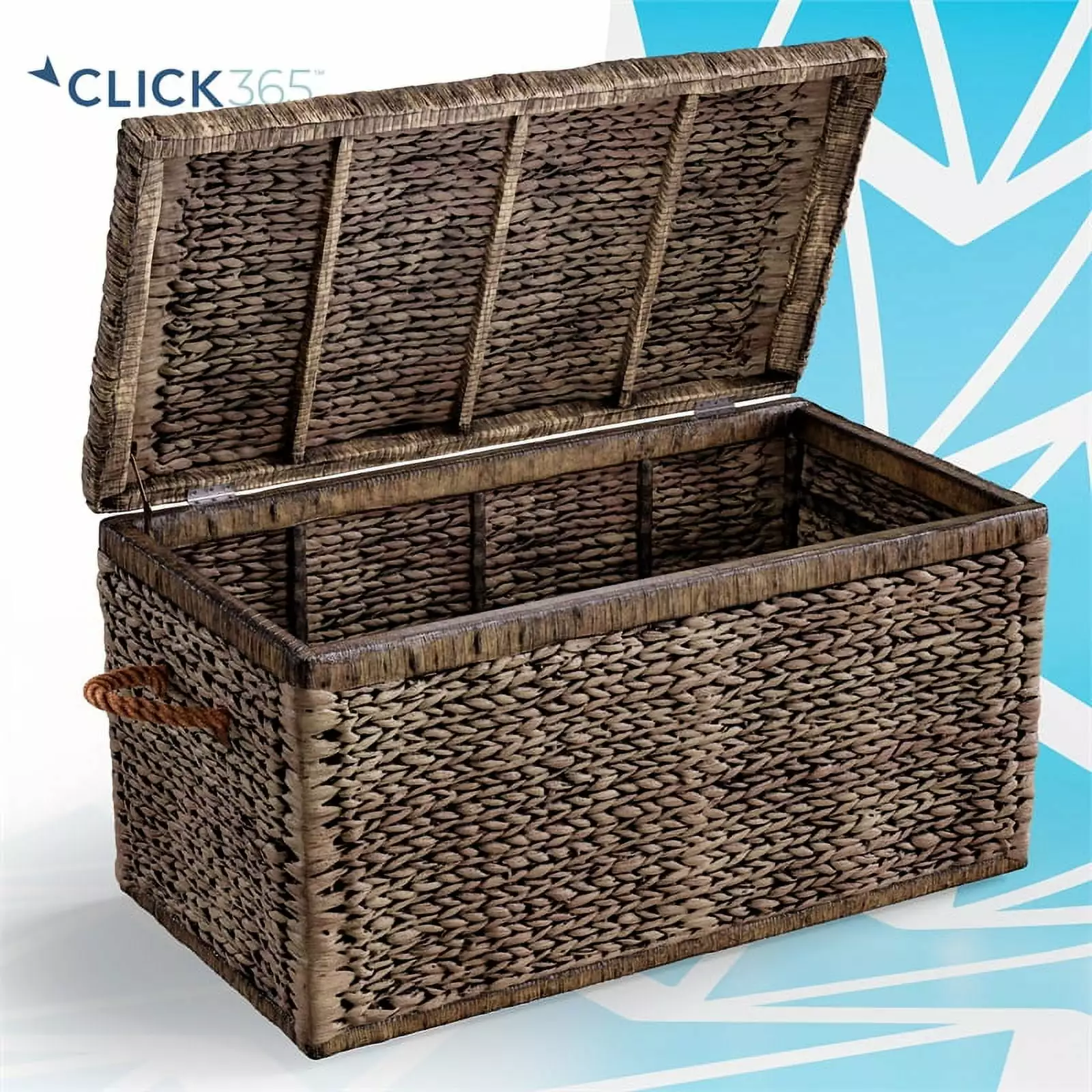 Click365 Storage Trunk Farmhouse Style - Large Deep Woven Black Washed Wicker Ottomans Truly Home