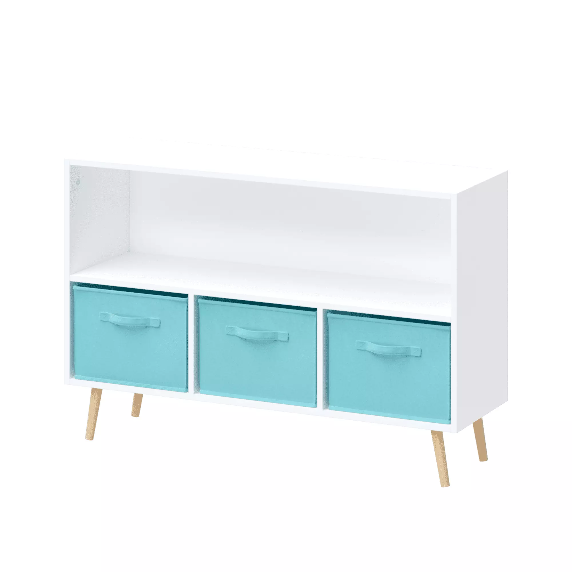 Children's White Bookcase Collapsible Fabric Drawers Kid's Cubby Toy Storage Cabinet Toy Chest Bedroom Living Room propuls...