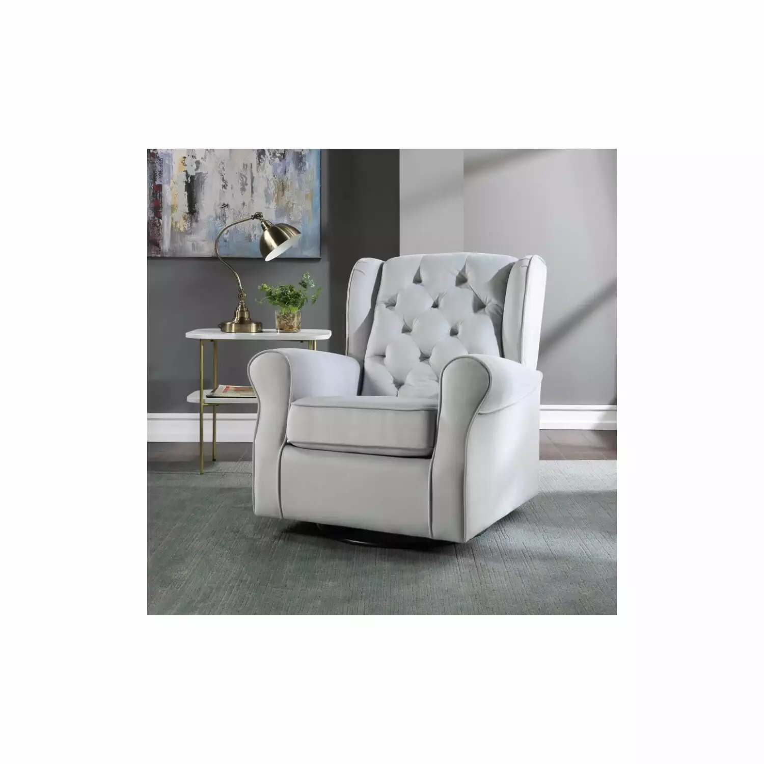 ACME Zeger Swivel Chair Glider Gray Fabric Office or Living Room Acme Furniture