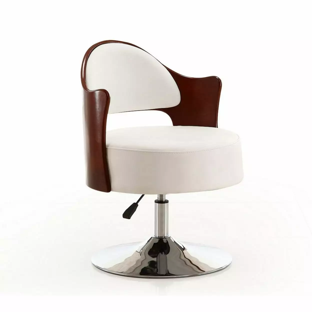 Bopper White Faux Leather Adjustable Height Swivel Accent Chair Modern Manhattan Comfort