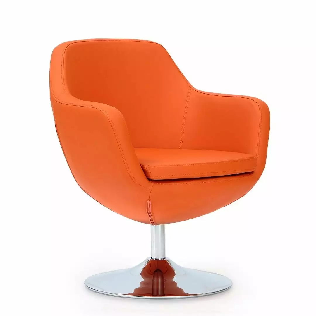 Manhattan Ease Caisson Faux Leather Swivel Accent Chair Orange Modern Manhattan Comfort
