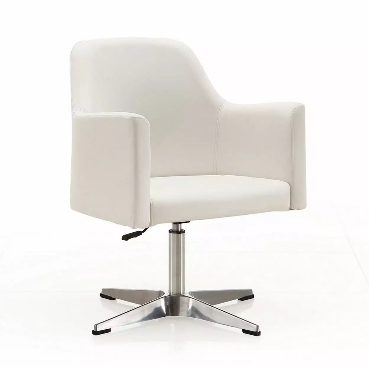 Pelo White and Polished Chrome Faux Leather Adjustable Height Swivel Accent Chair Manhattan Comfort
