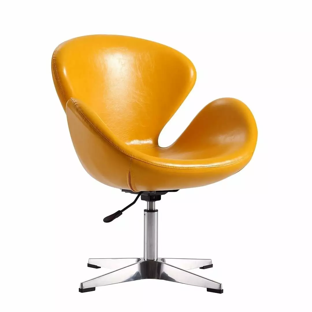 Raspberry Orange and Polished Chrome Wool Blend Adjustable Swivel Chair Contemporary Manhattan Comfort