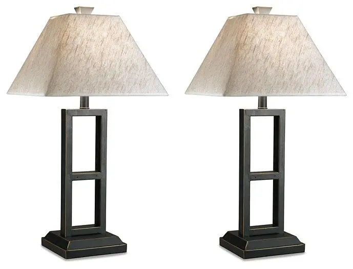 Deidra Table Lamp Set 2 Modern Bedside Nightstand Lamps Fabric Shade