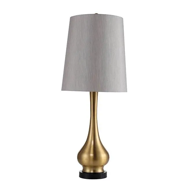Lia Gold 13 Inch Table Lamp - Elegant Bedside Lamp Fabric Shade
