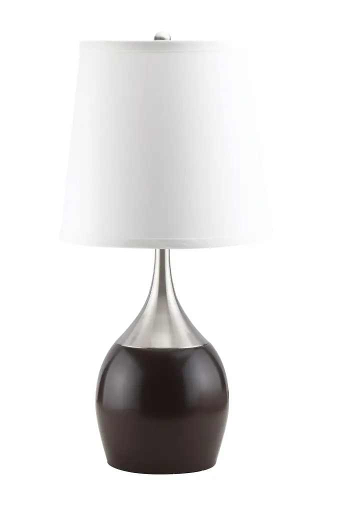 Willow Brushed Silver Espresso Table Lamp - Modern Bedside Lamp