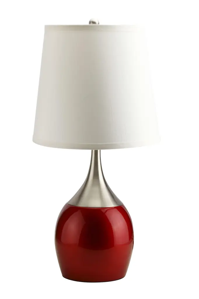 Willow Brushed Silver Red Table Lamp - Contemporary Accent Lamp